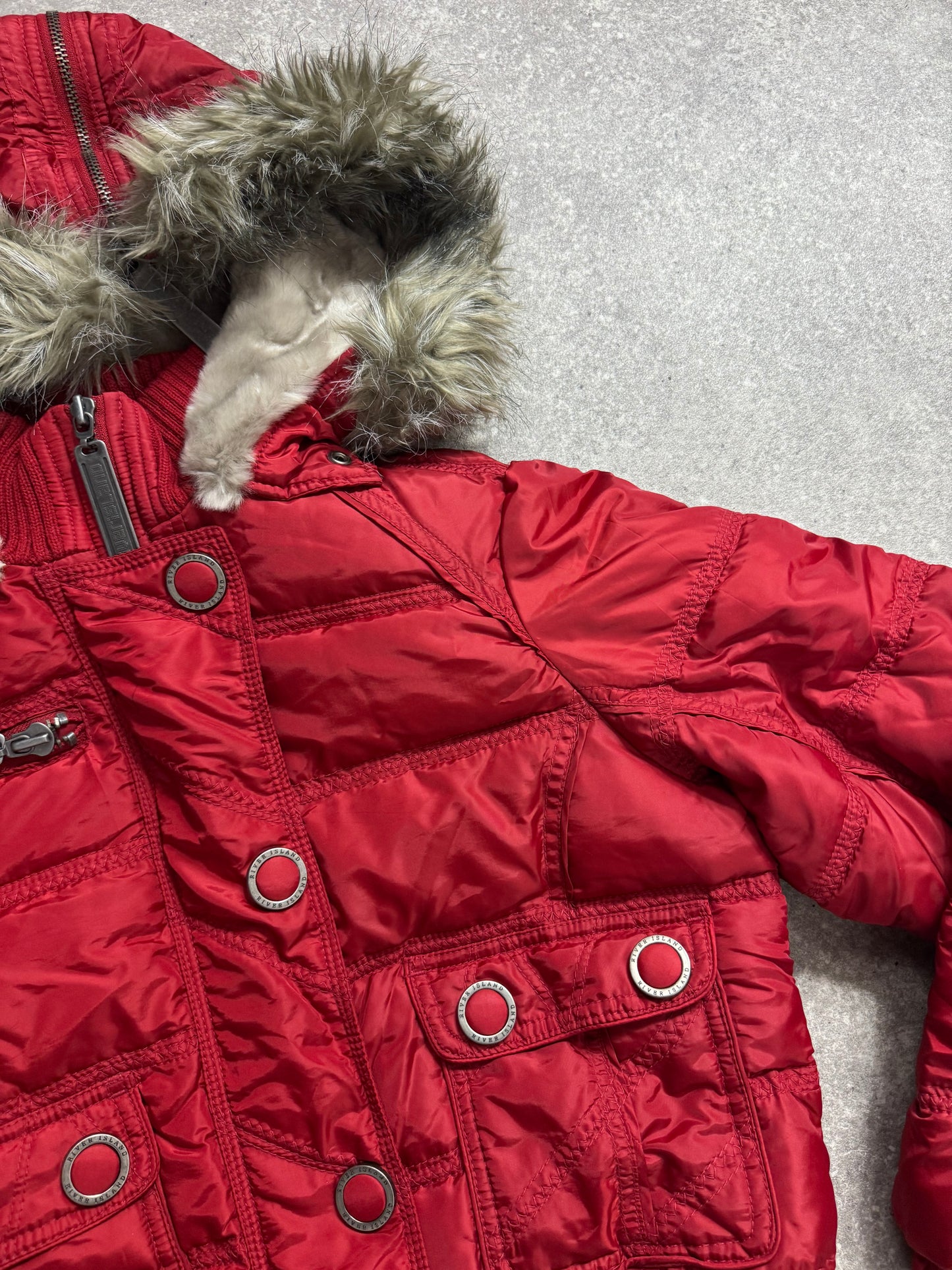 Red Y2K Puffer Jacket (UK14)