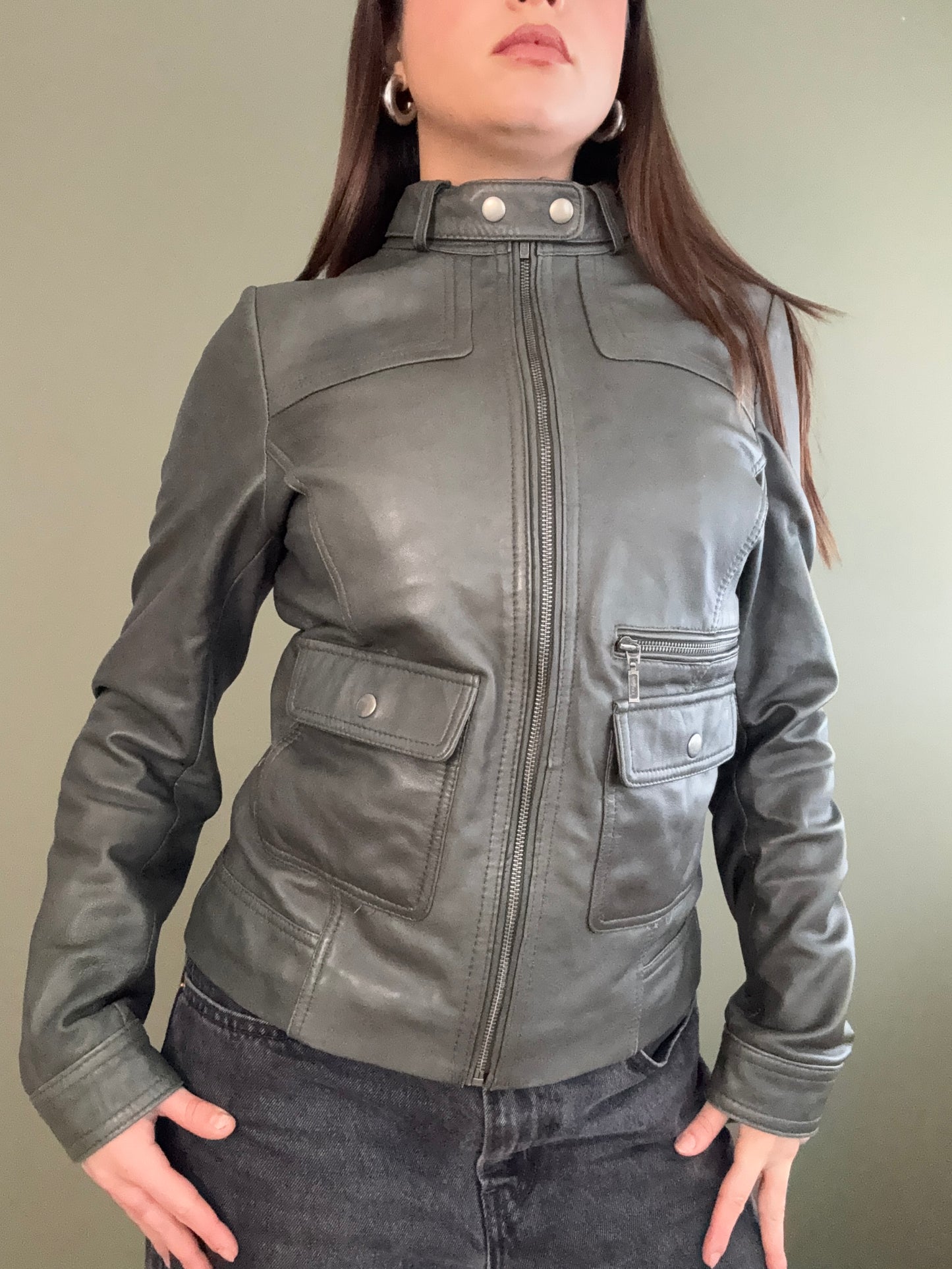 Leather Cargo Jacket (UK10)