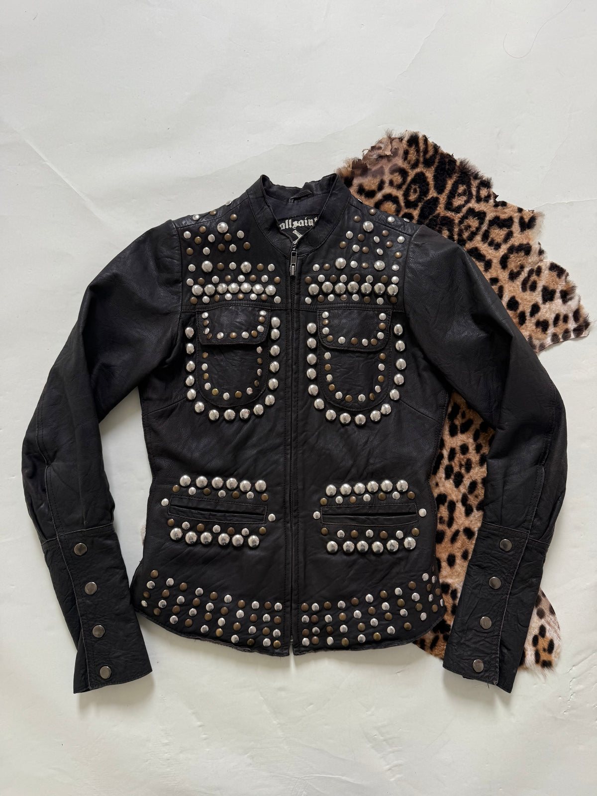 Allsaints Leather Studded Jacket (UK8)
