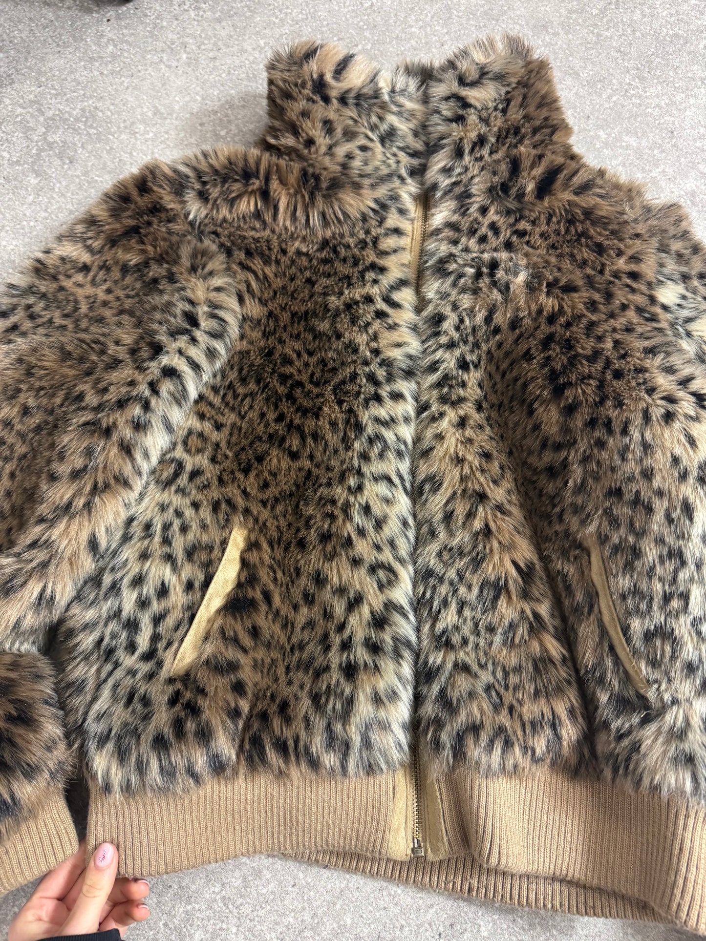 Leopard Print Faux Fur Jacket (UK14)