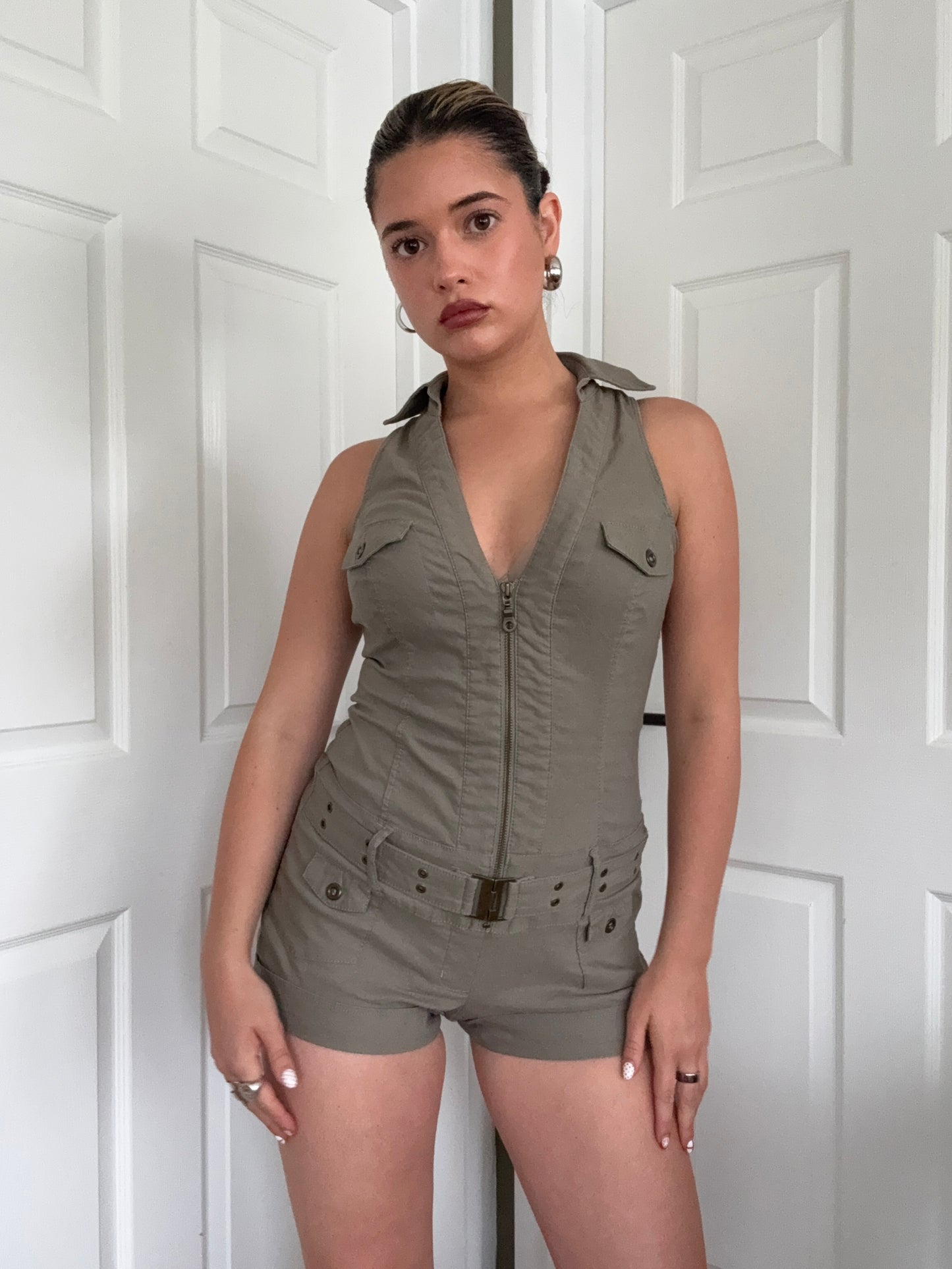 Khaki Y2K Playsuit (UK12)