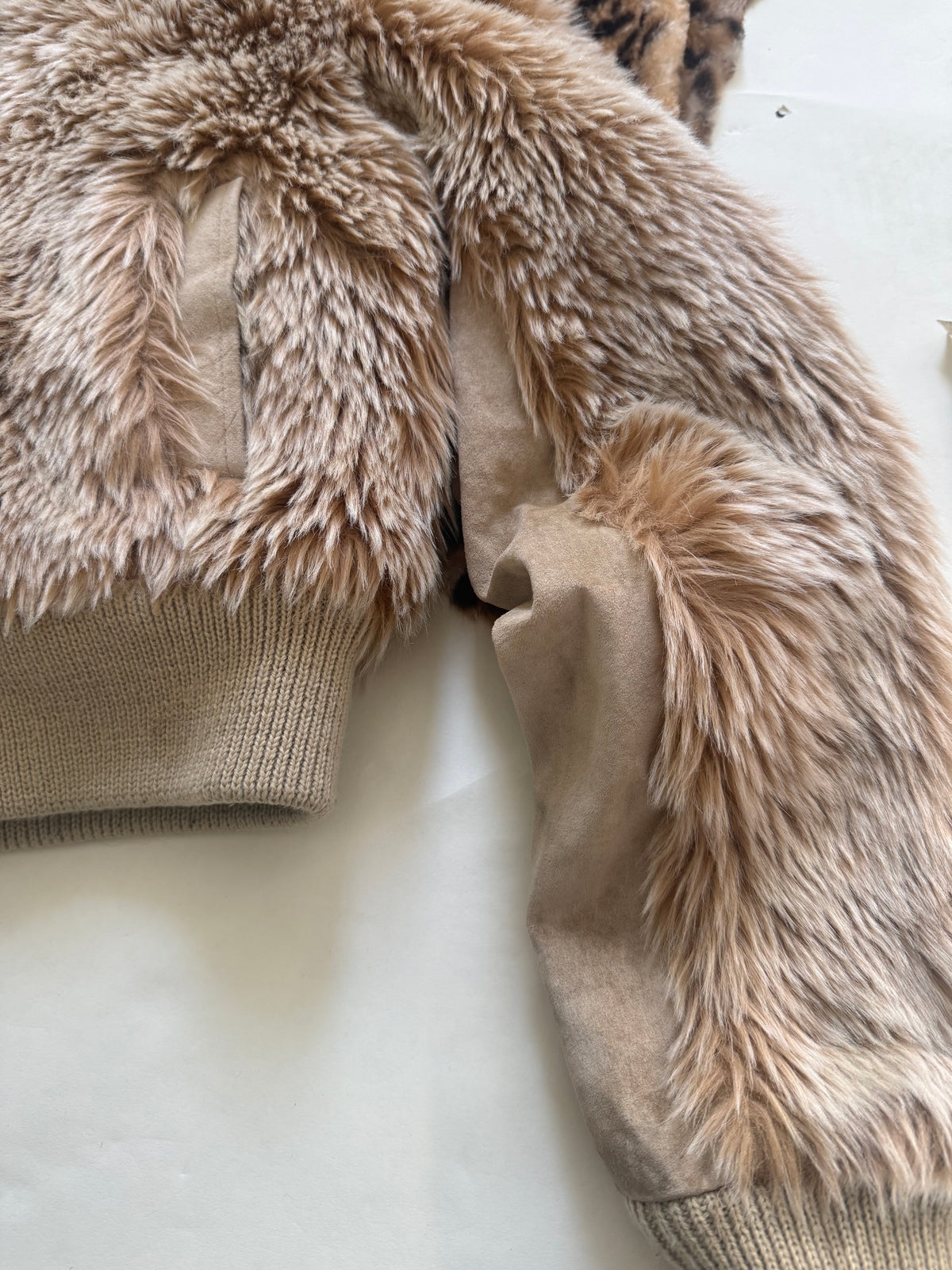 Faux Fur Hooded Bomber Jacket (UK12)