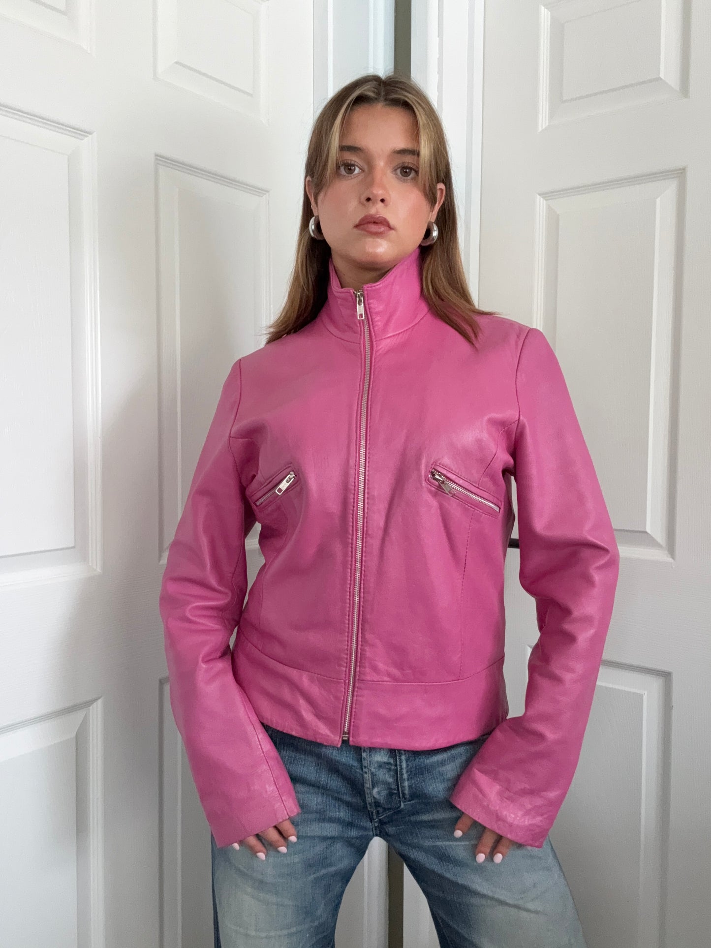 Pink Leather Jacket (L)