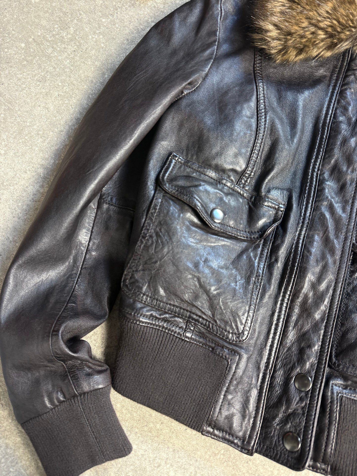 Leather Fitted Jacket (UK8)