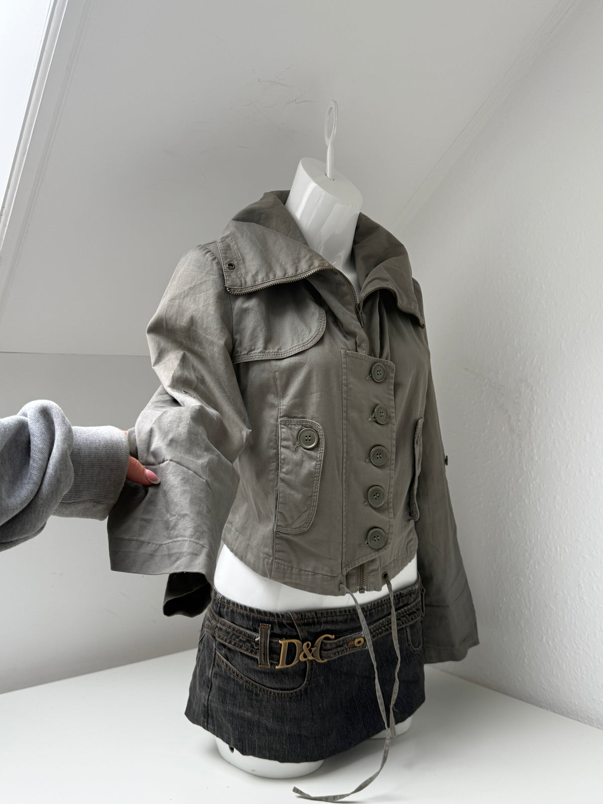 Cropped Funnel Neck Utility Jacket (UK10)
