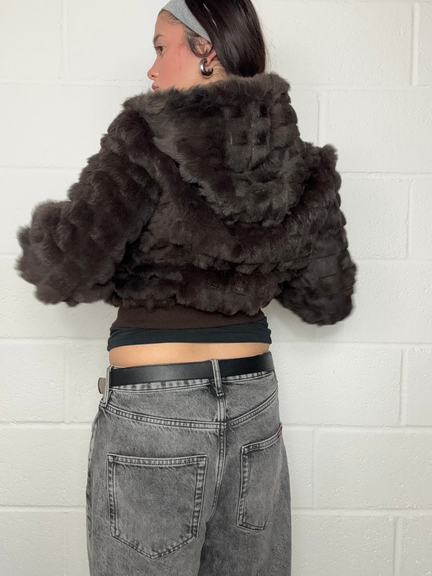 Guess Brown Faux Fur Jacket (XS)