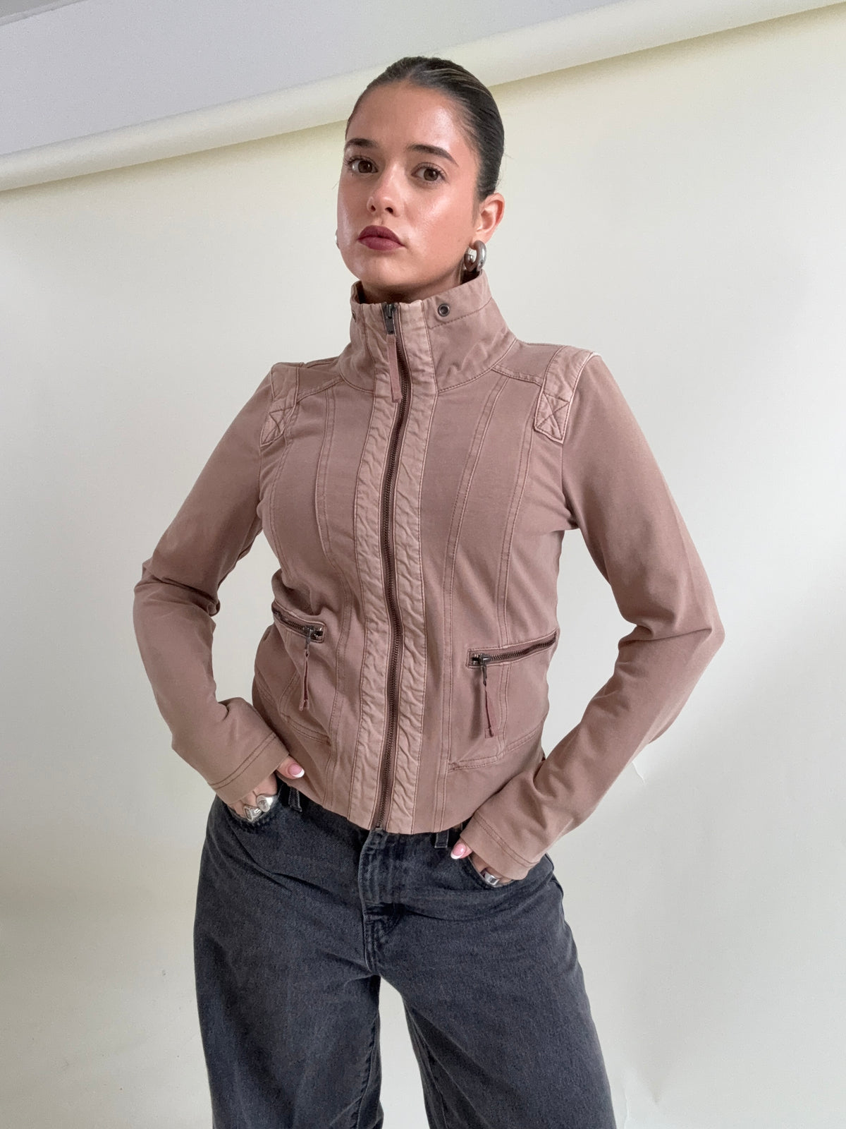 Beige Cargo Zip Jumper (M)