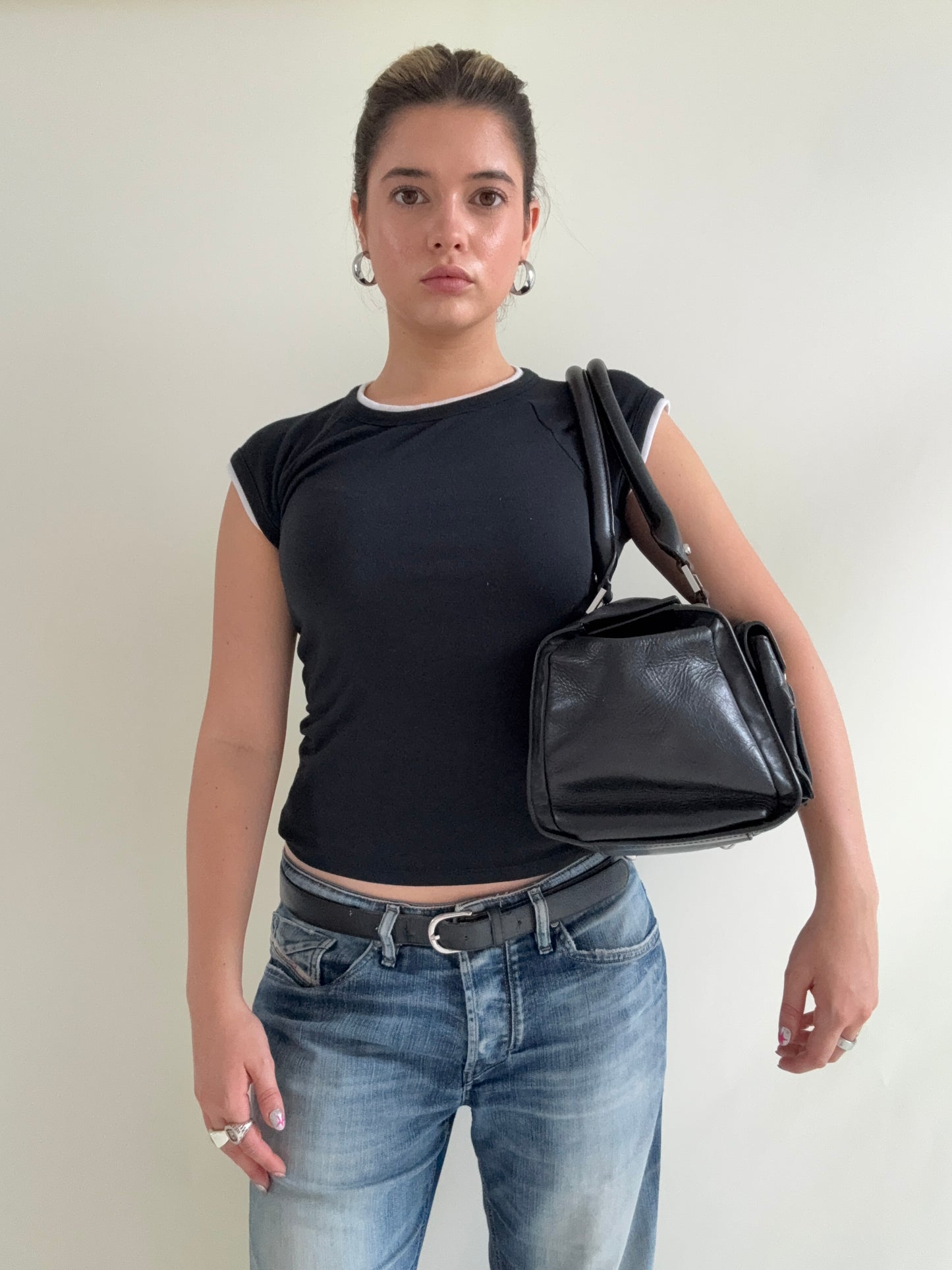 Karen Millen Leather Cargo Handbag