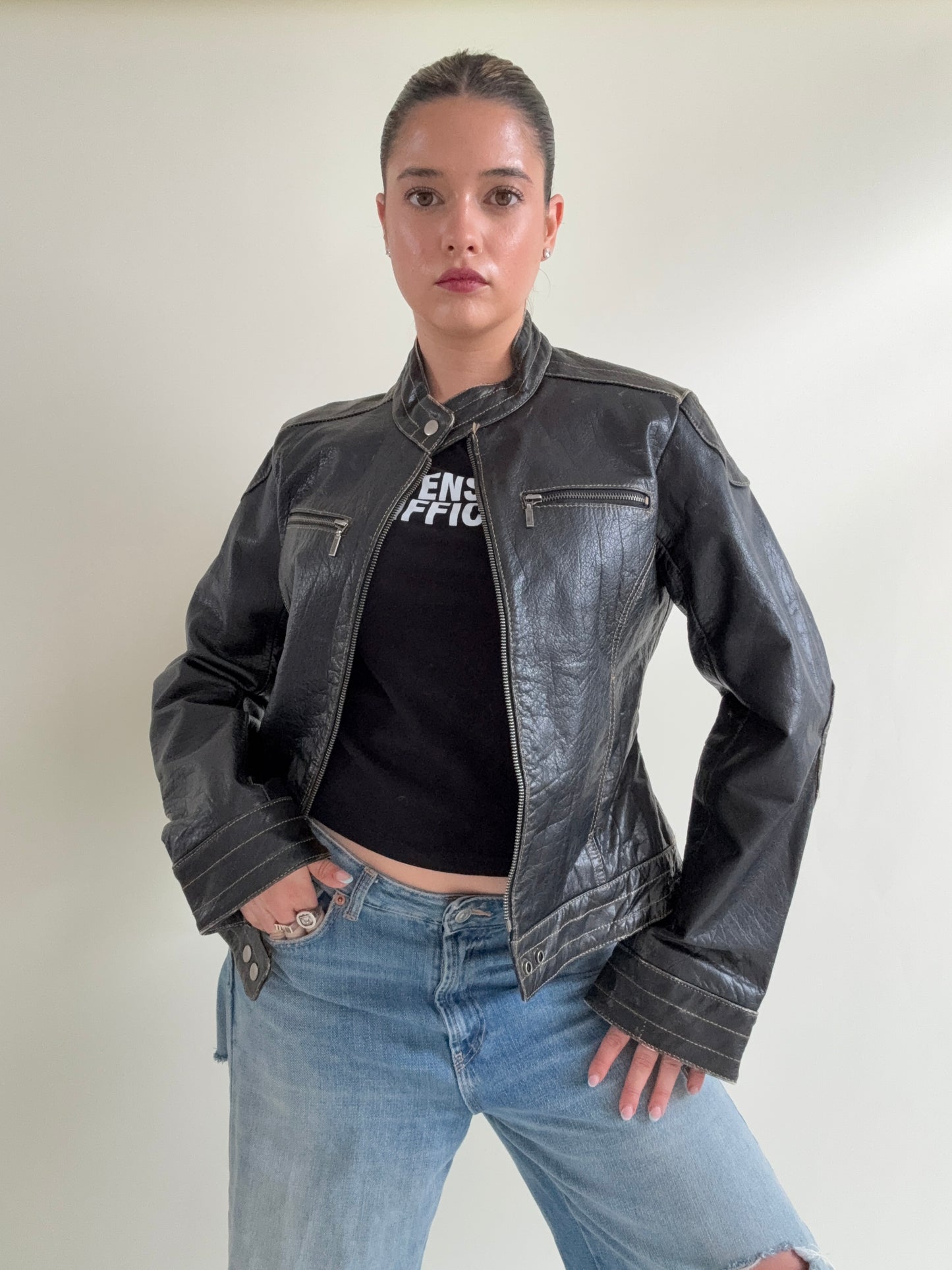 Leather Biker Jacket (L)