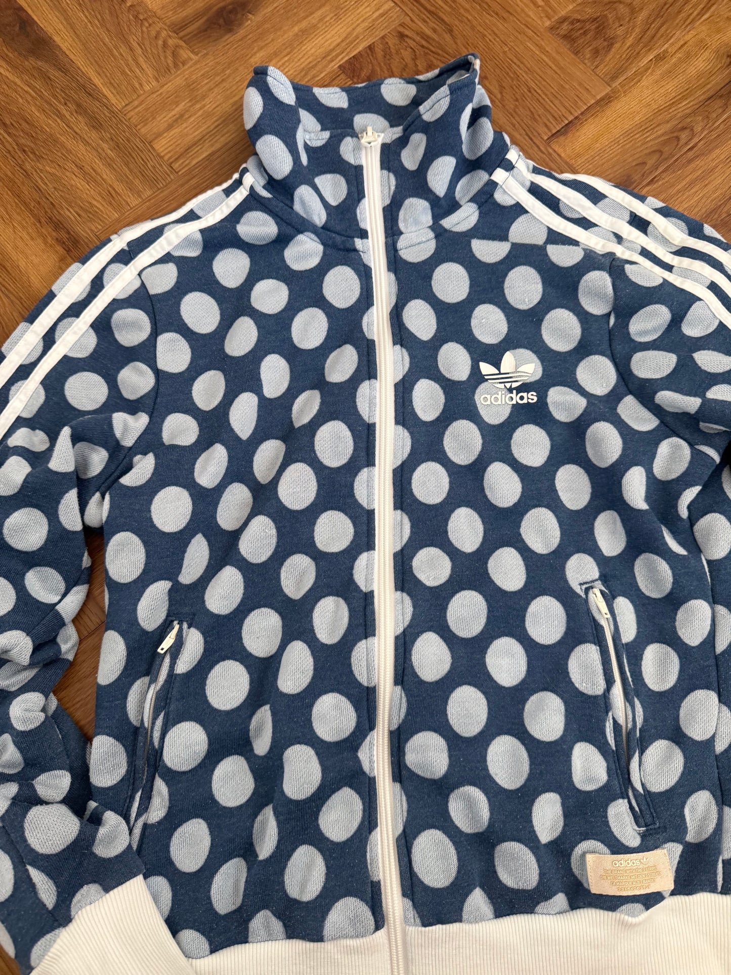 Blue Adidas Polka Dot Zip Jumper (S)