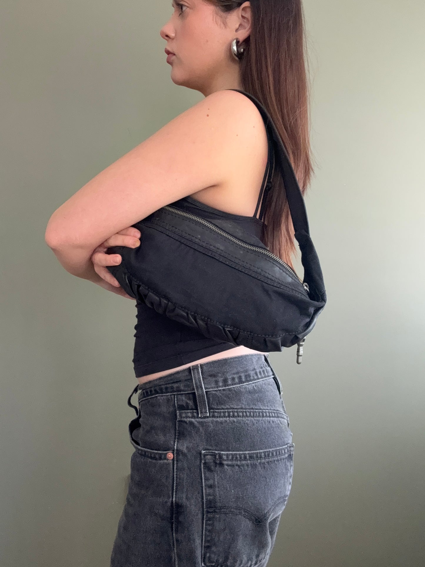 Diesel Leather Ruched Shoulder Bag