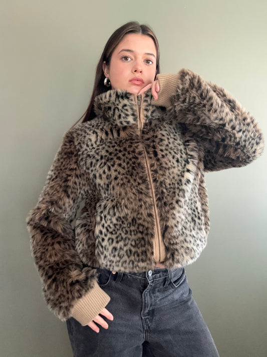Faux Fur Leopard Jacket (UK14)