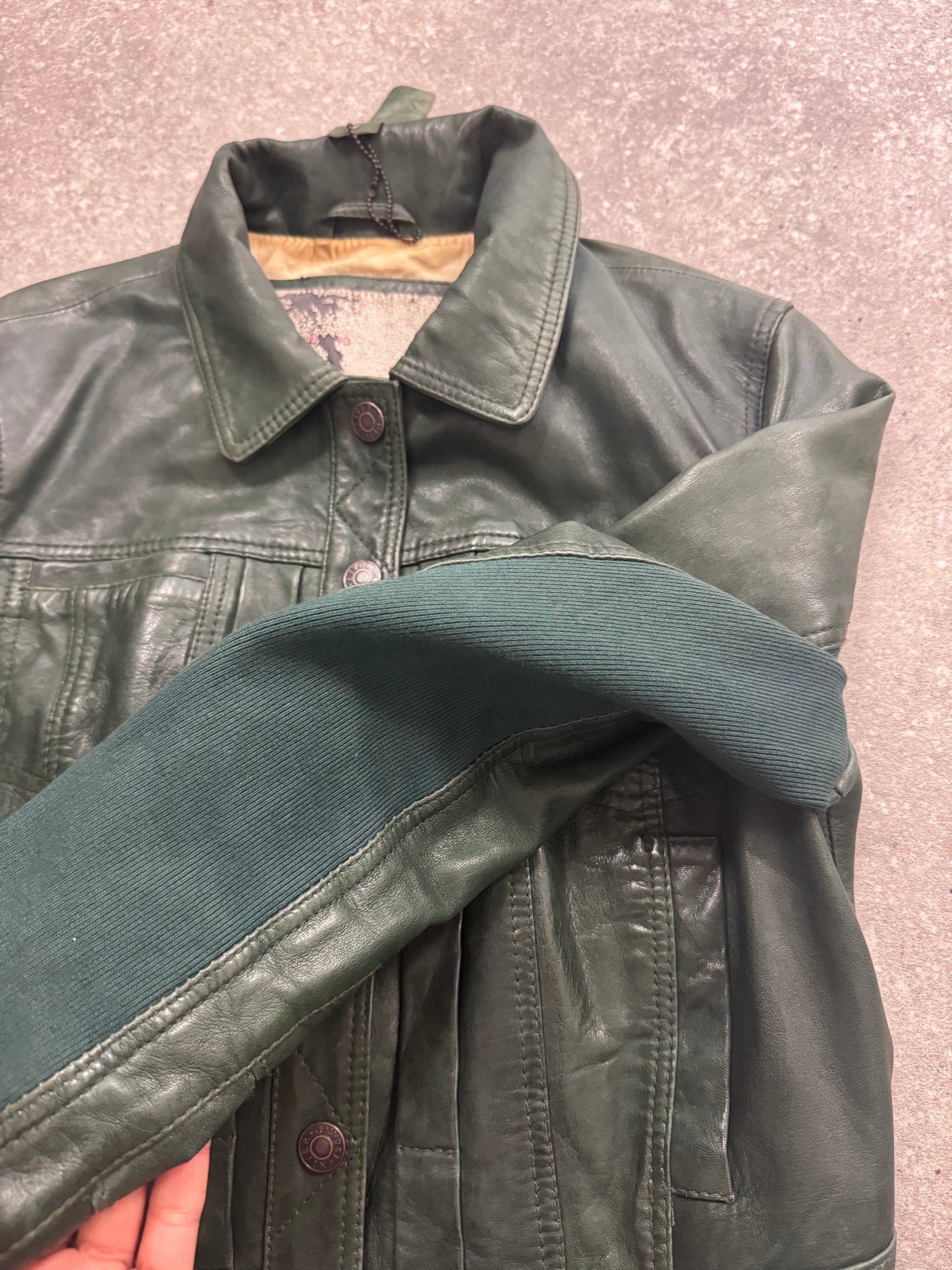 Vintage Green Leather Jacket (UK8)