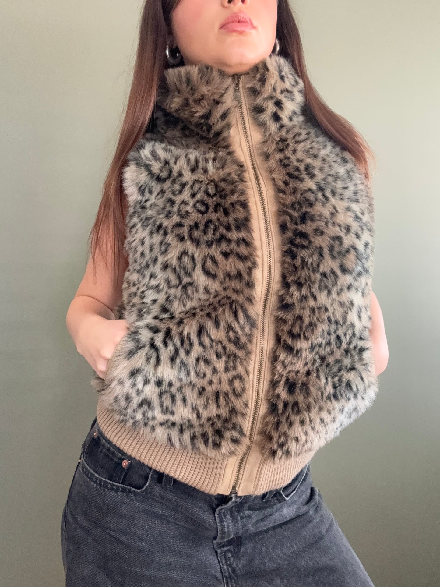 Faux Fur Leopard Gilet (UK10)