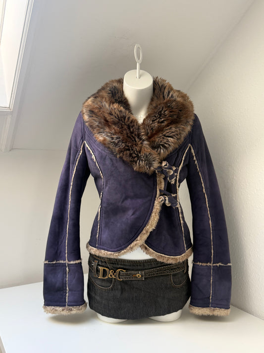 Miss Sixty Purple Faux Fur Jacket (L)