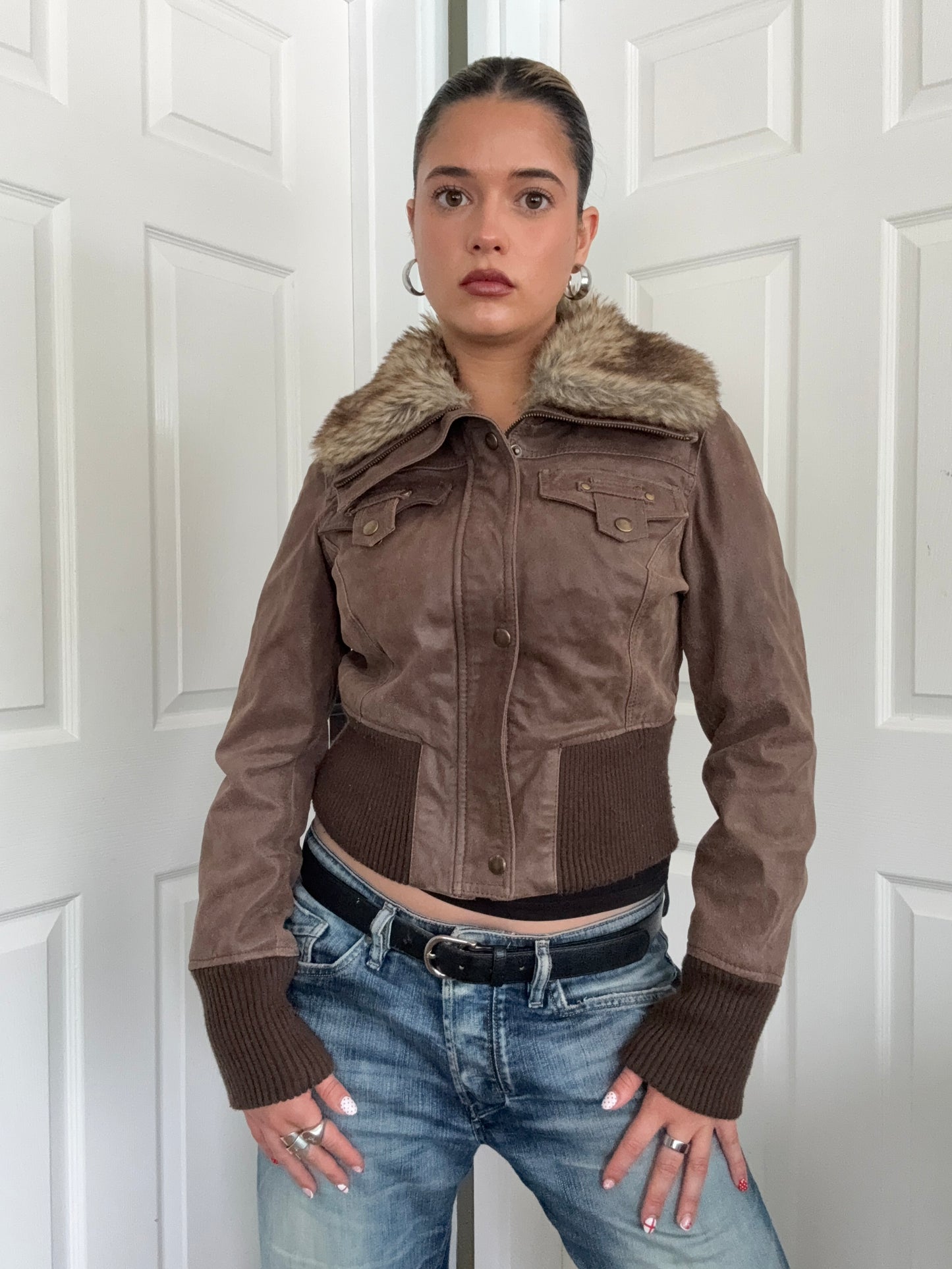 Leather Bomber Jacket (UK12)