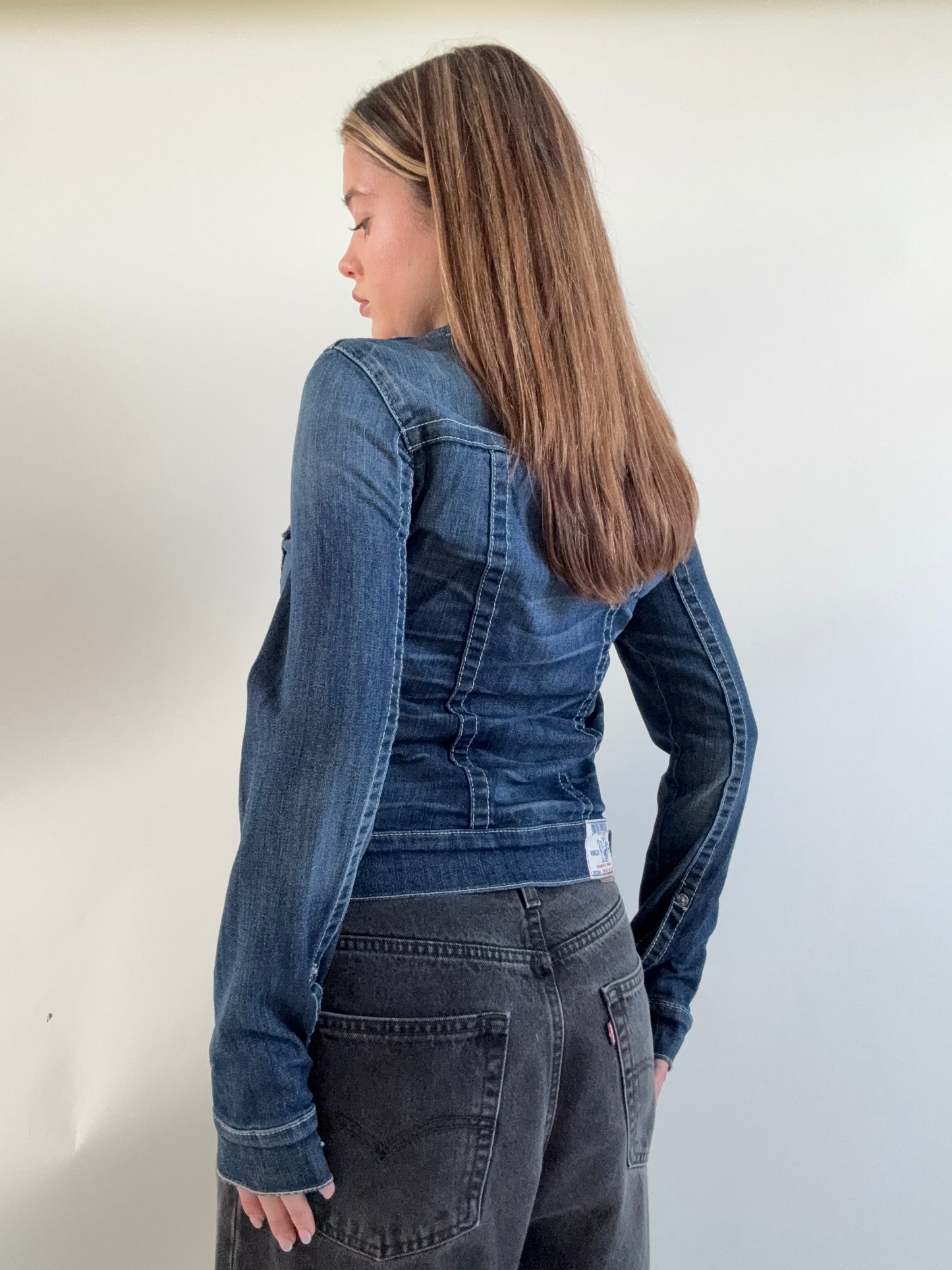 True Religion Denim Contrast Stitch Denim Jacket (S)