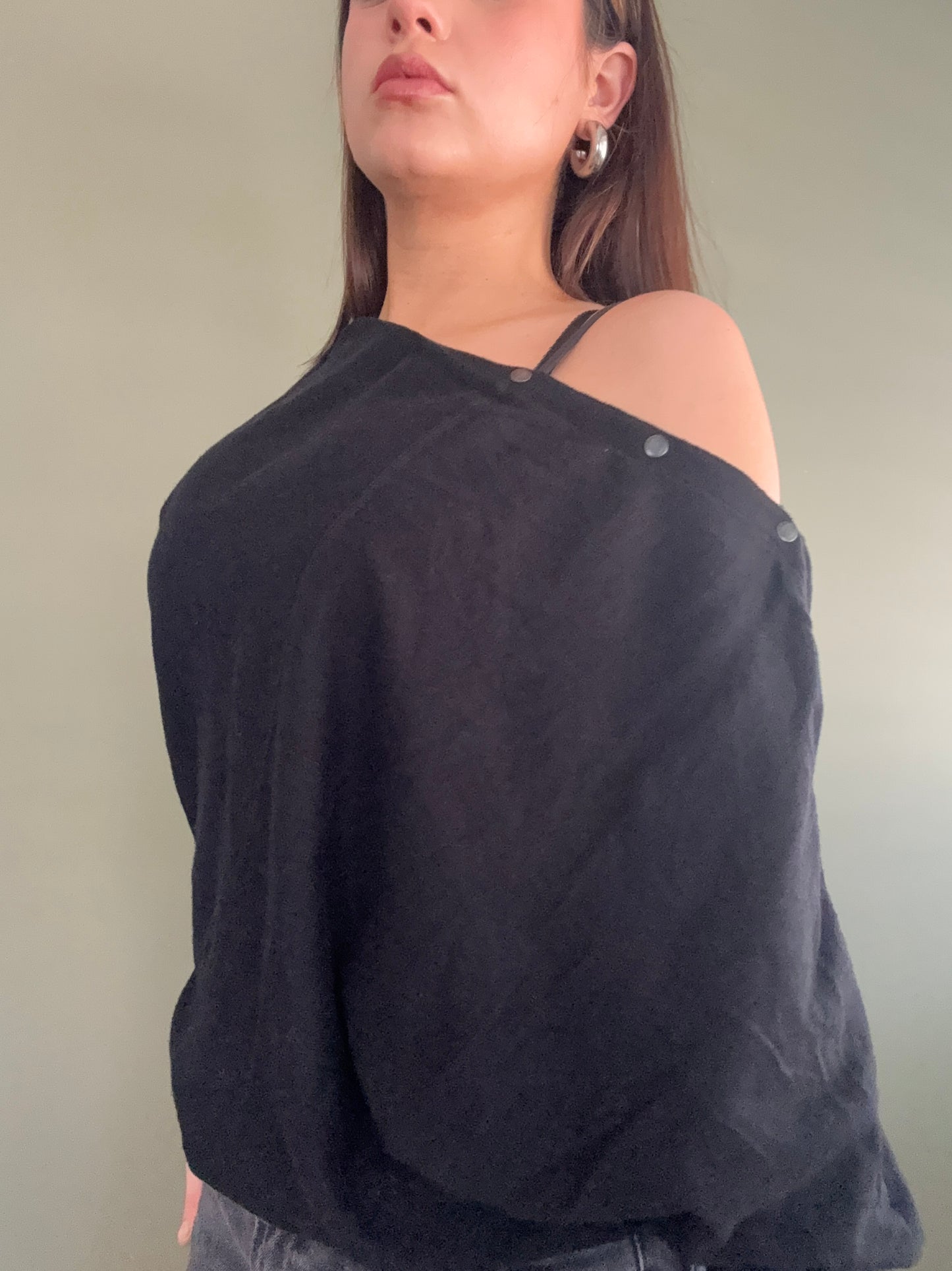 Allsaints Popper Detail Bat Wing Jumper (L)