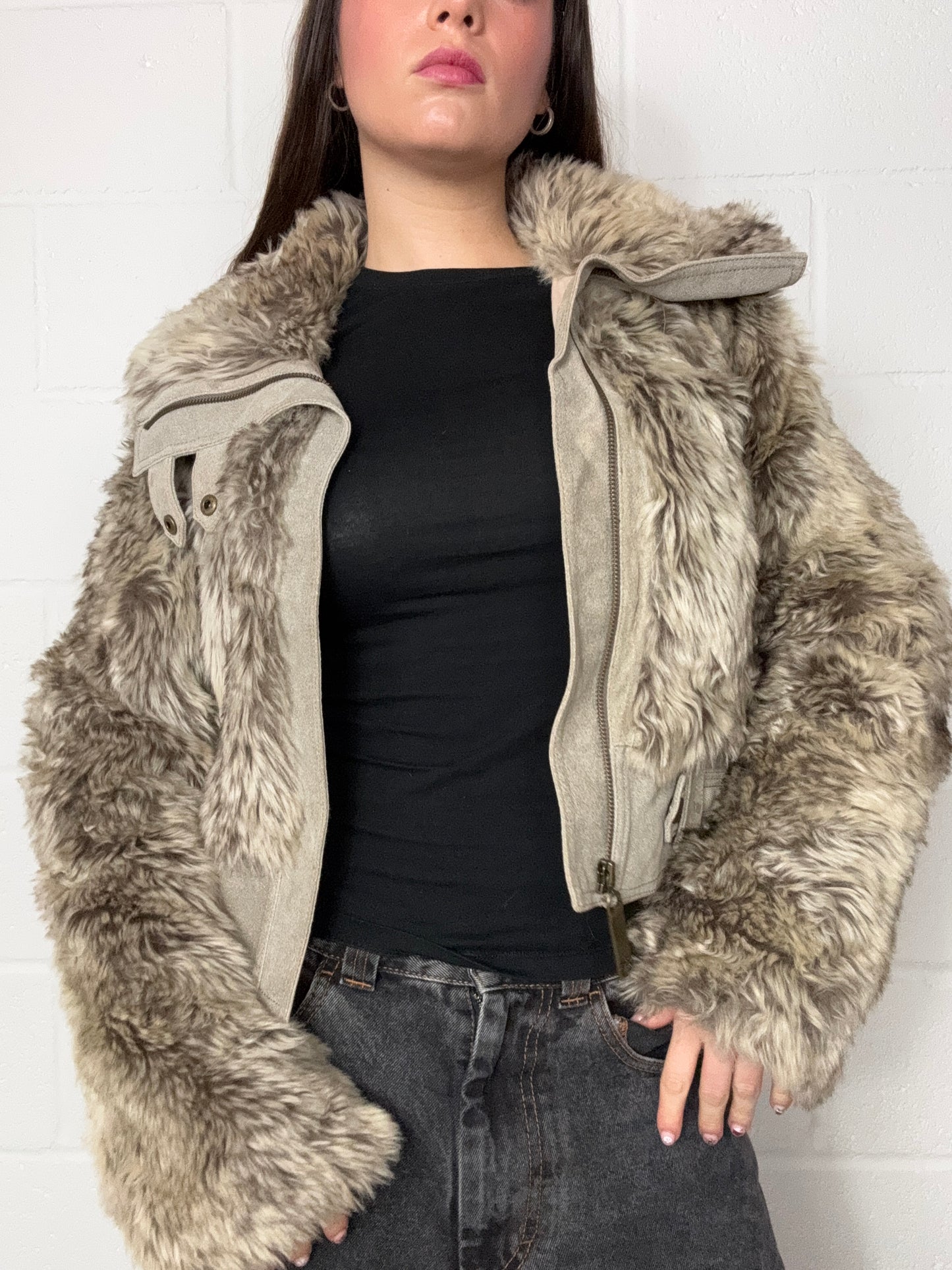 Faux Fur Cropped Jacket (UK12)