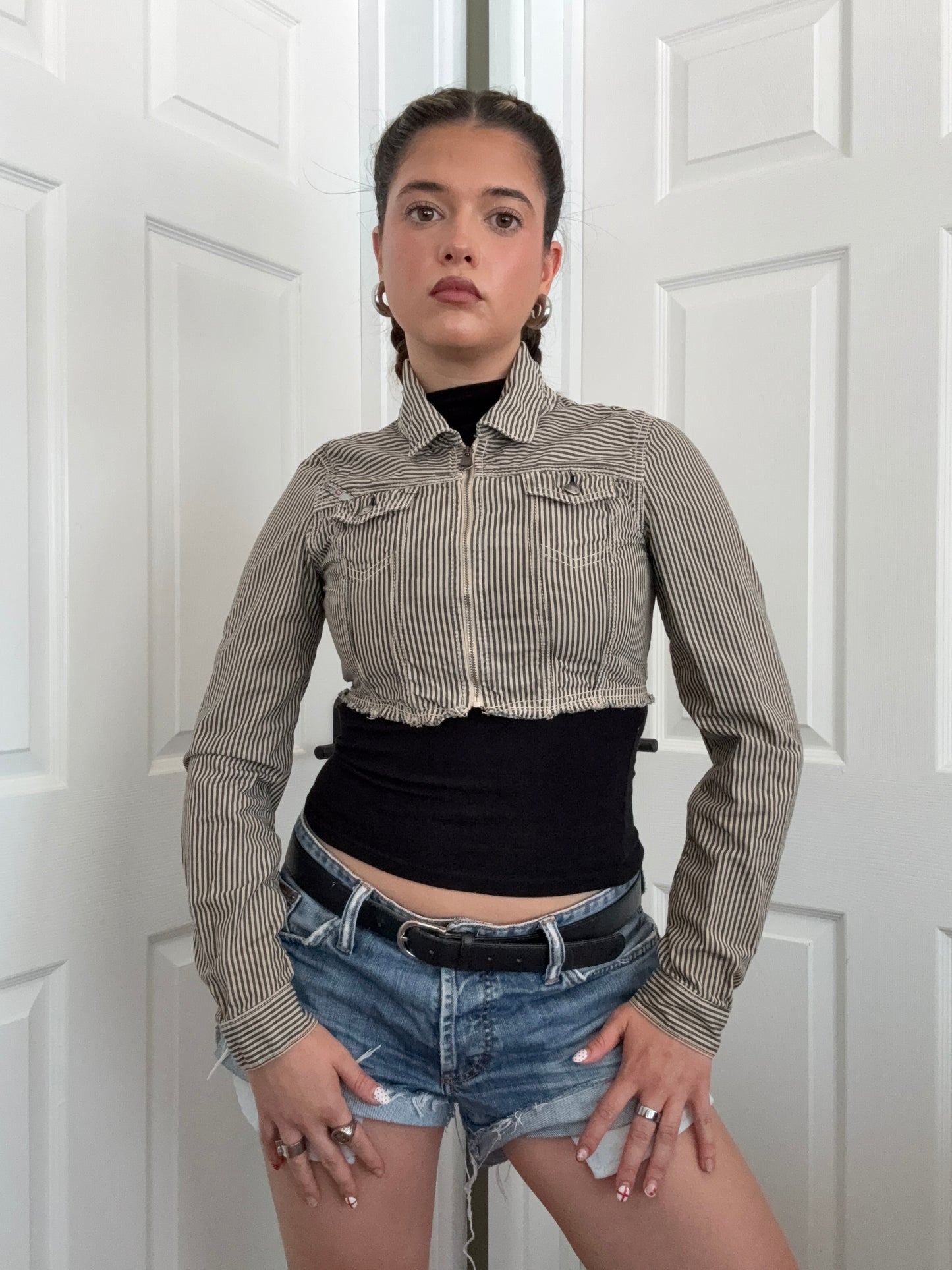 Diesel Pinstripe Cropped Jacket (XL)
