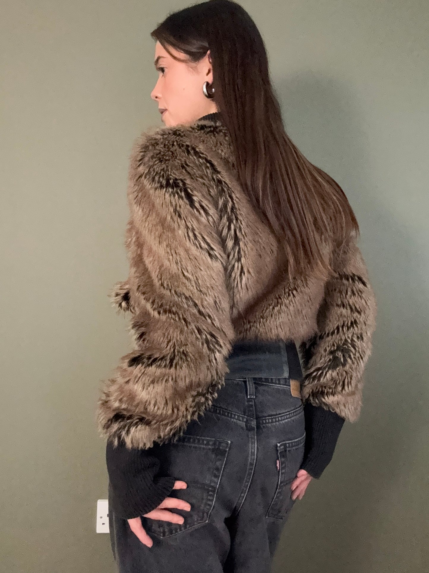 Faux Fur Bomber Jacket (M)