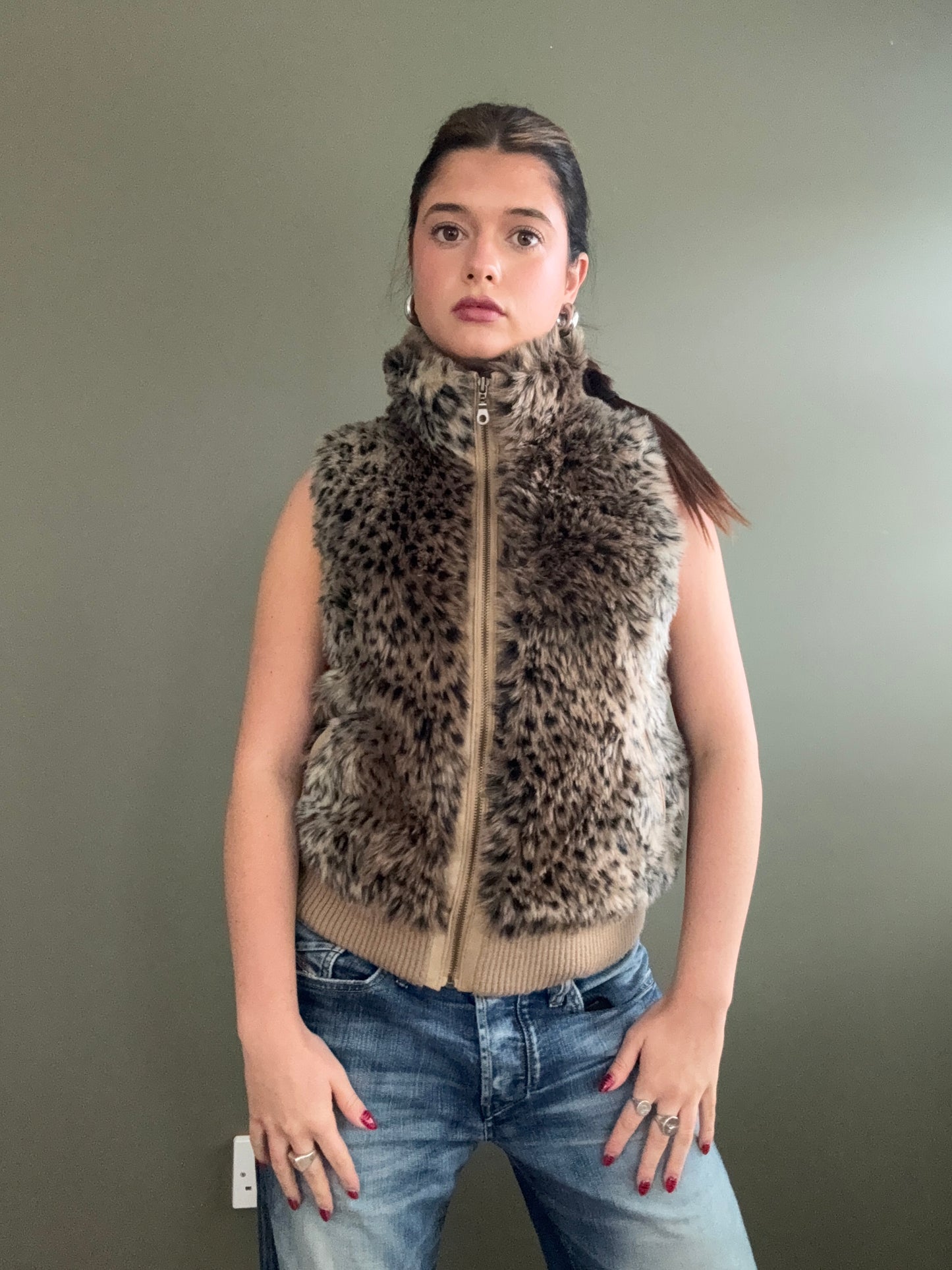 Faux Fur Leopard Gilet (UK12)