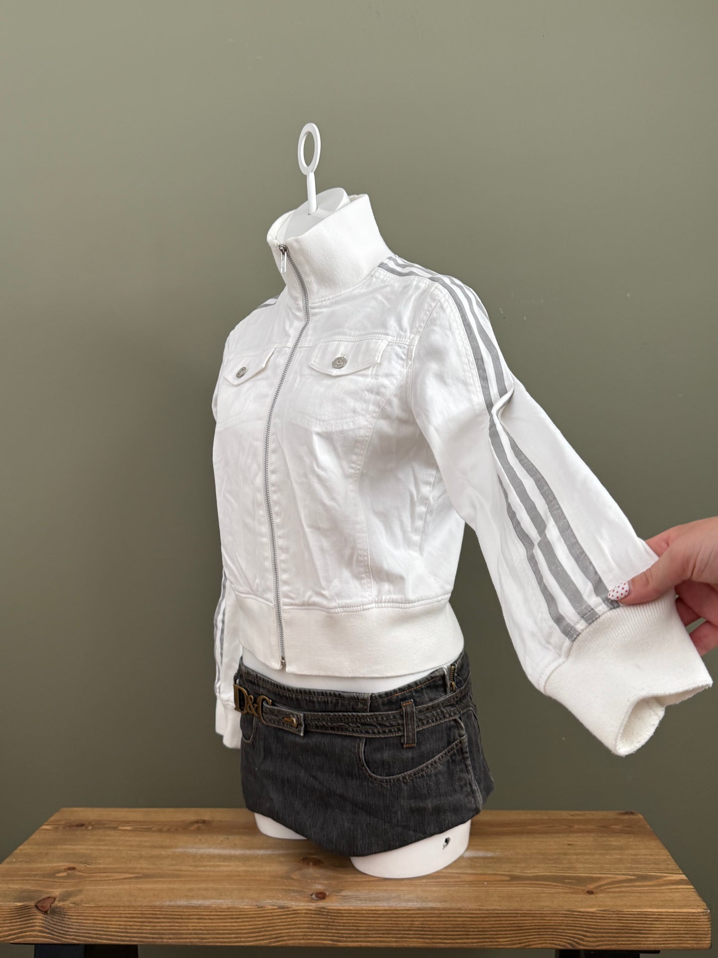 White Adidas Cargo Jacket (UK12)