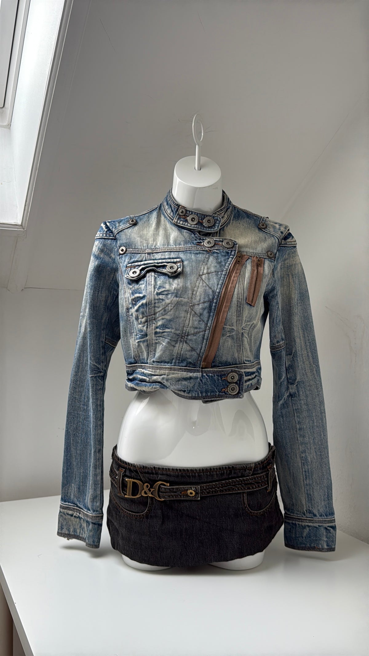 Cropped Denim Utility Jacket (UK12)