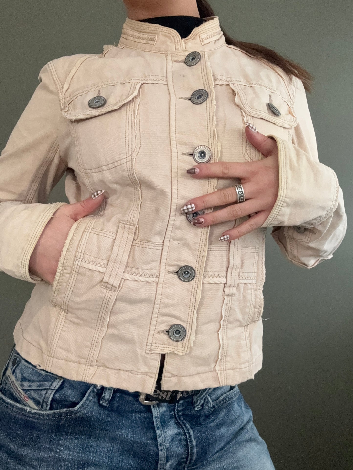 Beige Utility Button Up Jacket (UK14)