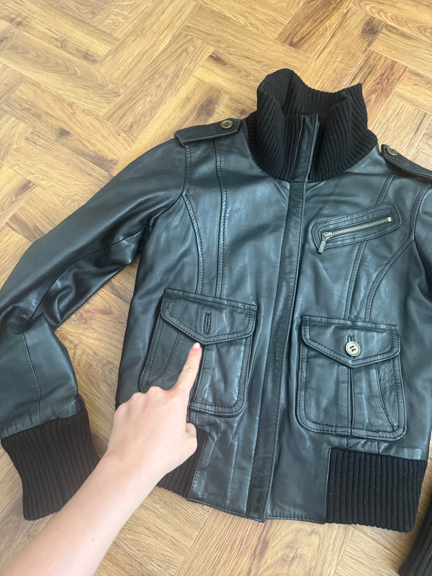Leather Bomber Jacket (M)
