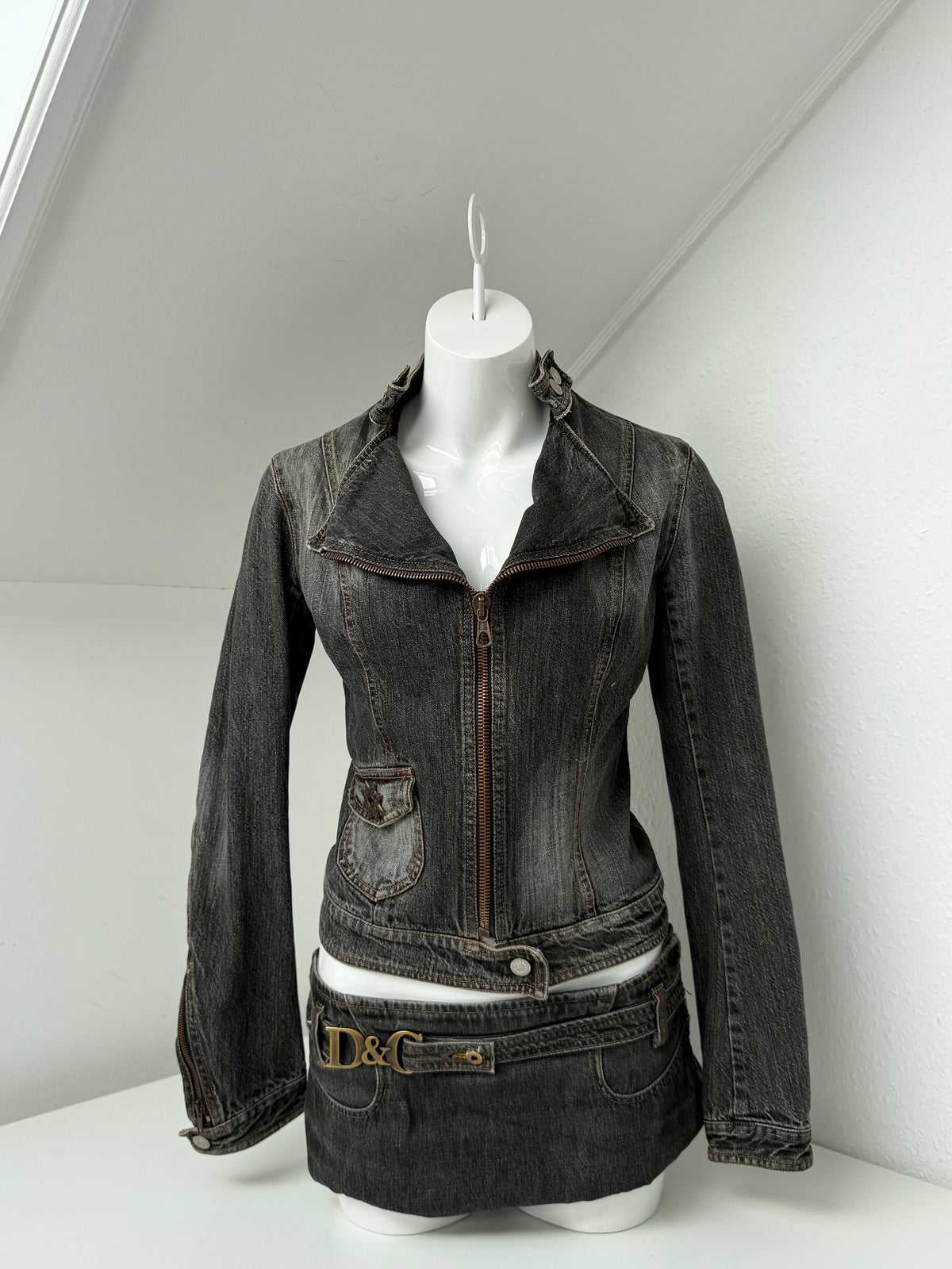 Vintage Guess Denim Biker Jacket (S)