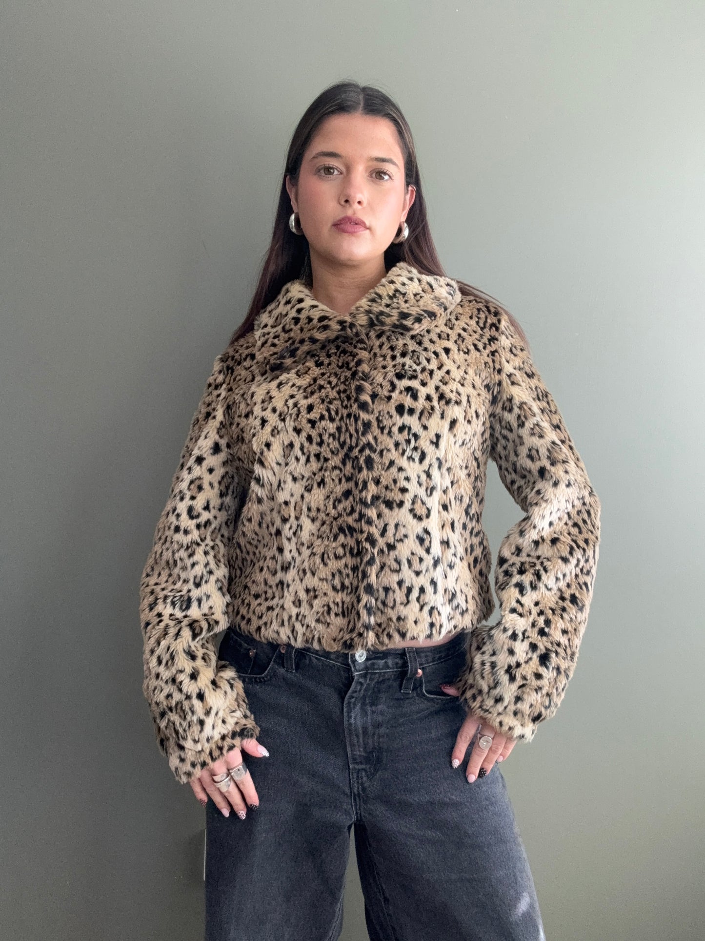 Faux Fur Leopard Jacket (S)