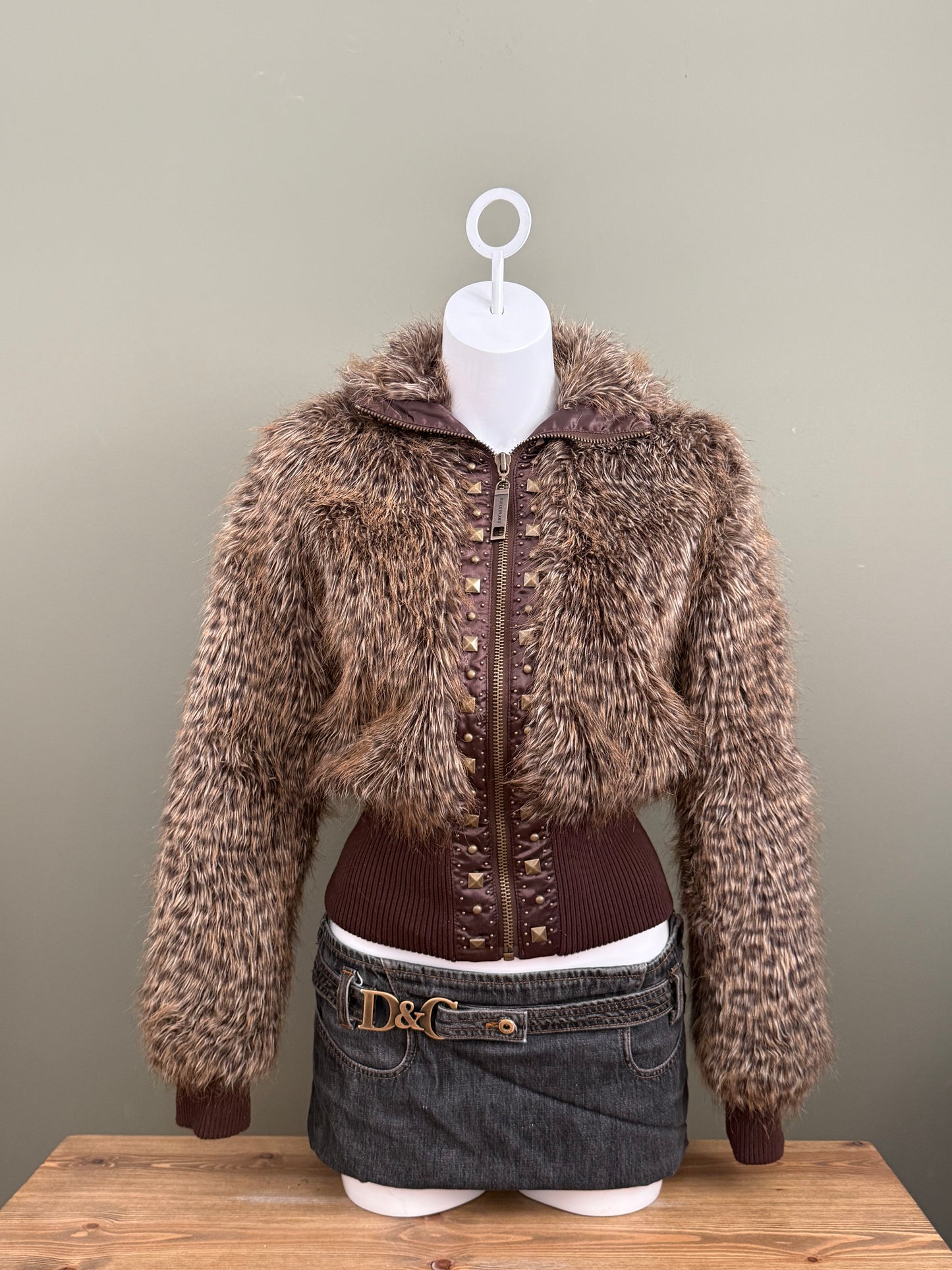 Faux Fur Leopard Bomber Jacket (UK10)