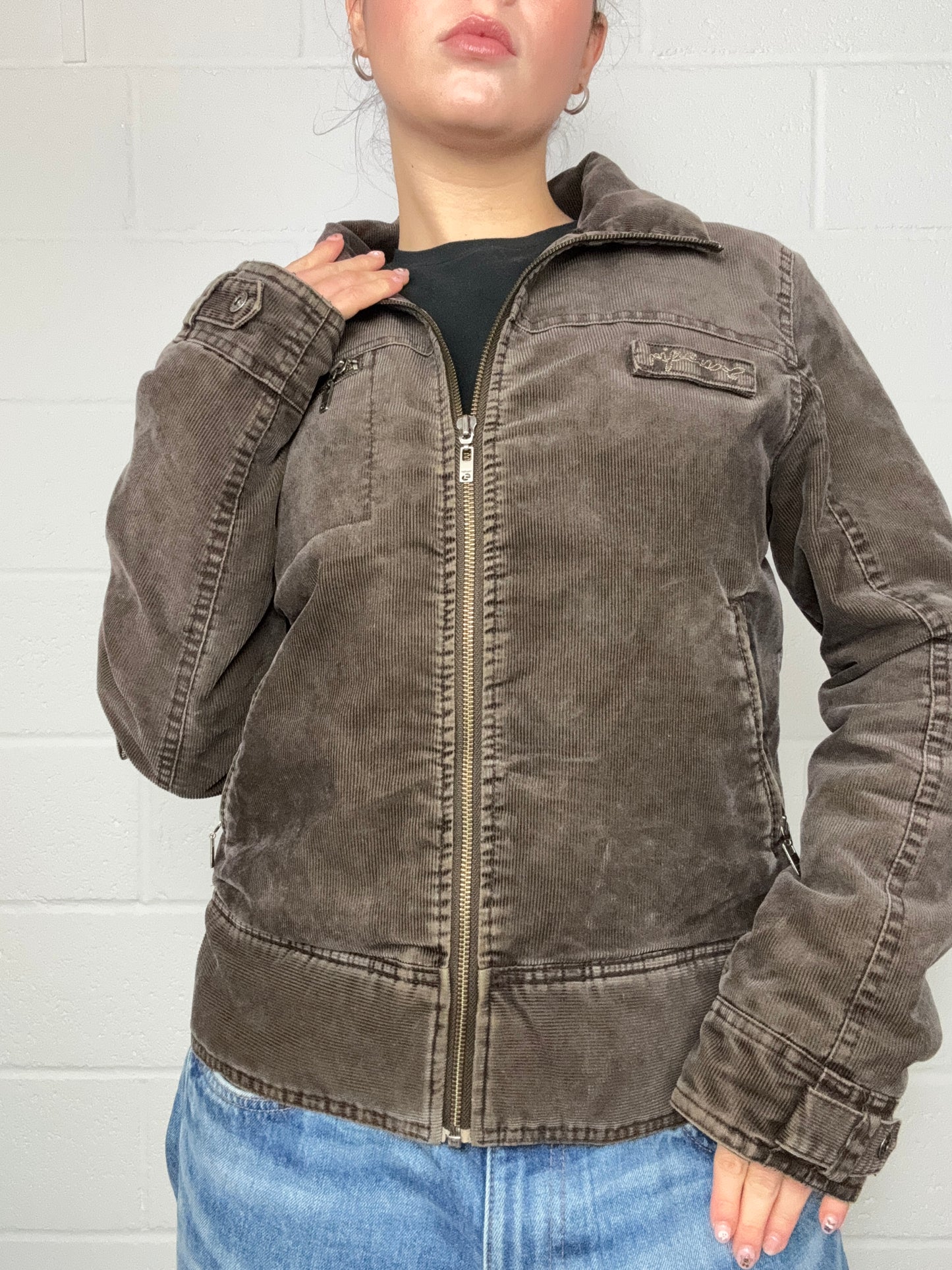 Vintage Brown Corduory Bomber Jacket (M)