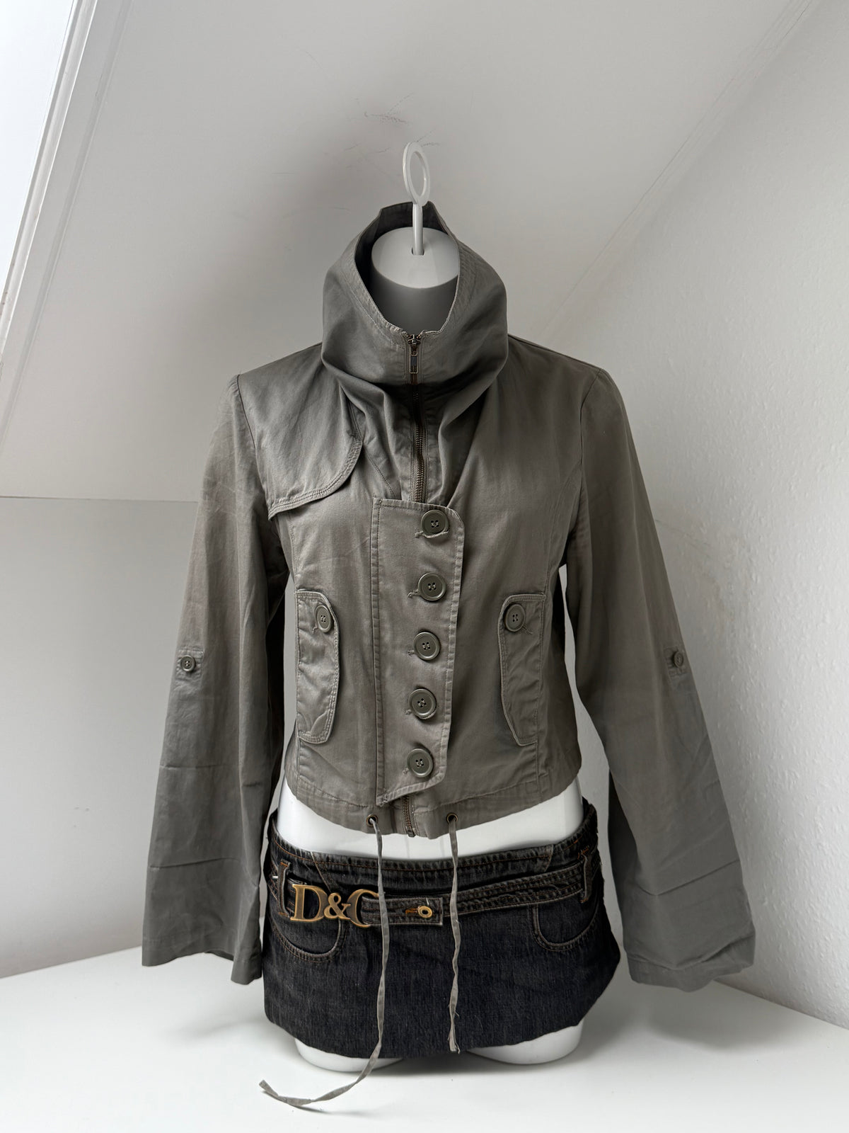 Cropped Funnel Neck Utility Jacket (UK10)