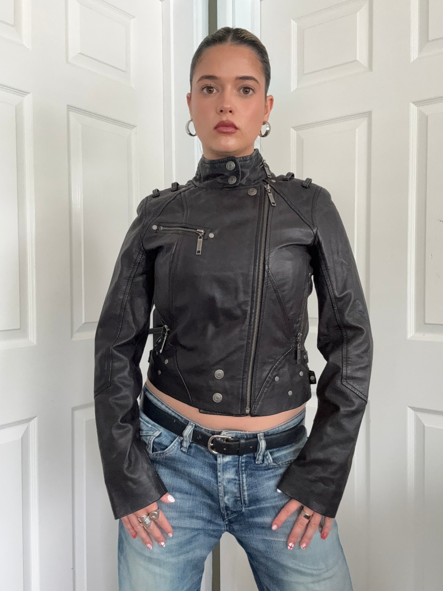Leather Biker Jacket (UK10)