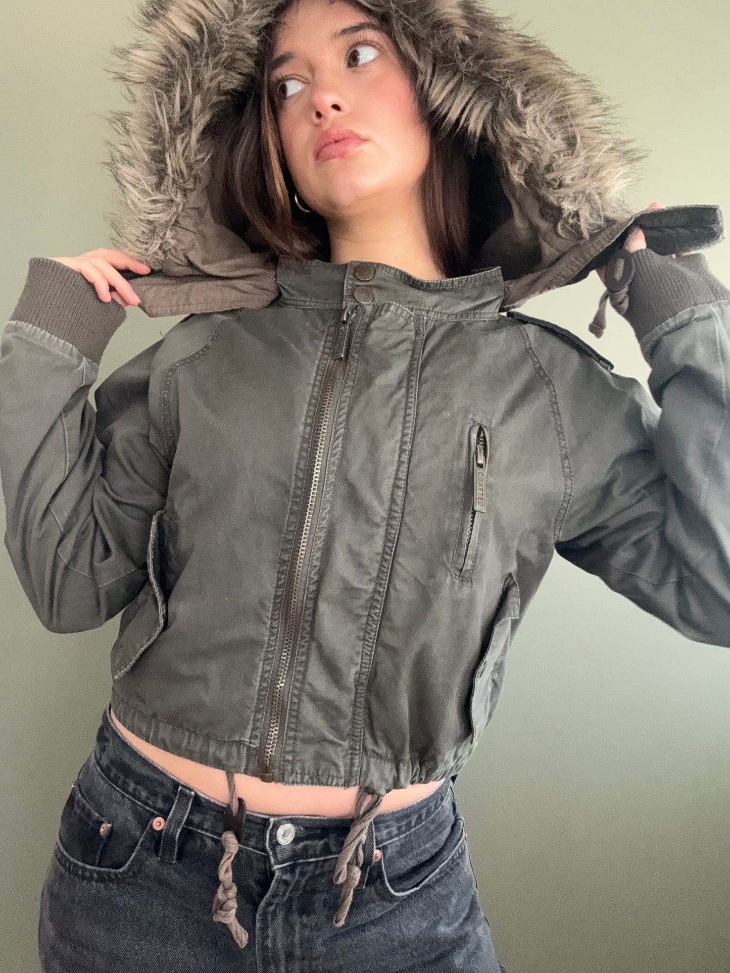 Khaki Bomber Jacket (UK6)