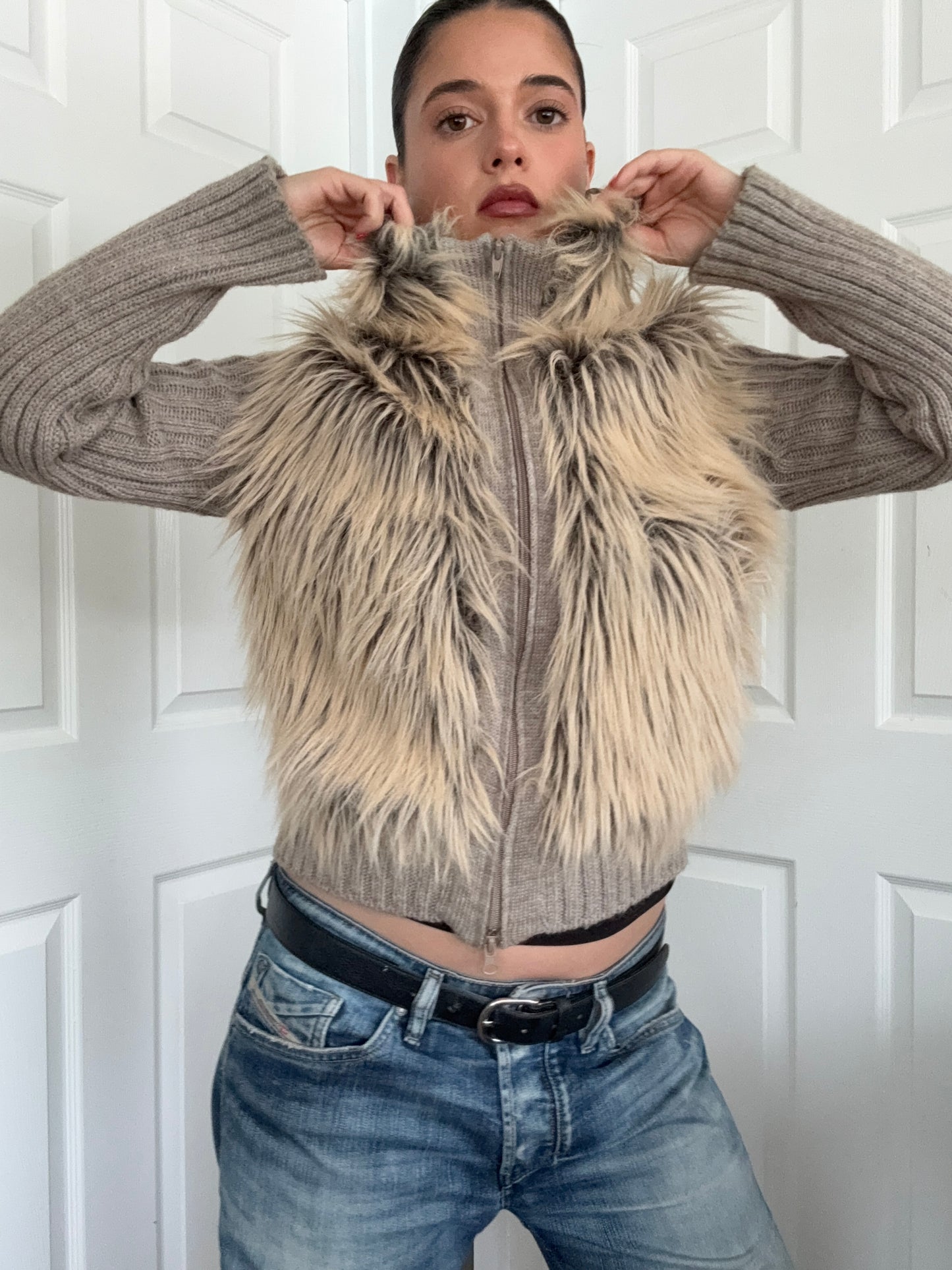 Morgan De Toi Faux Fur Double Zip Jumper (S)