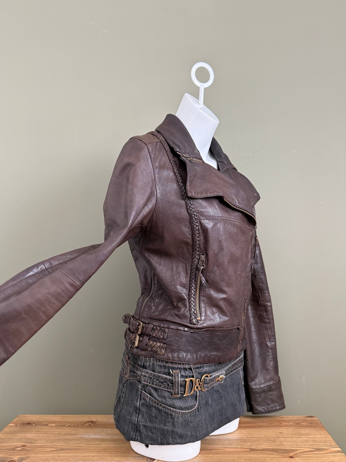 Allsaints Leather Braided Jacket (UK12)