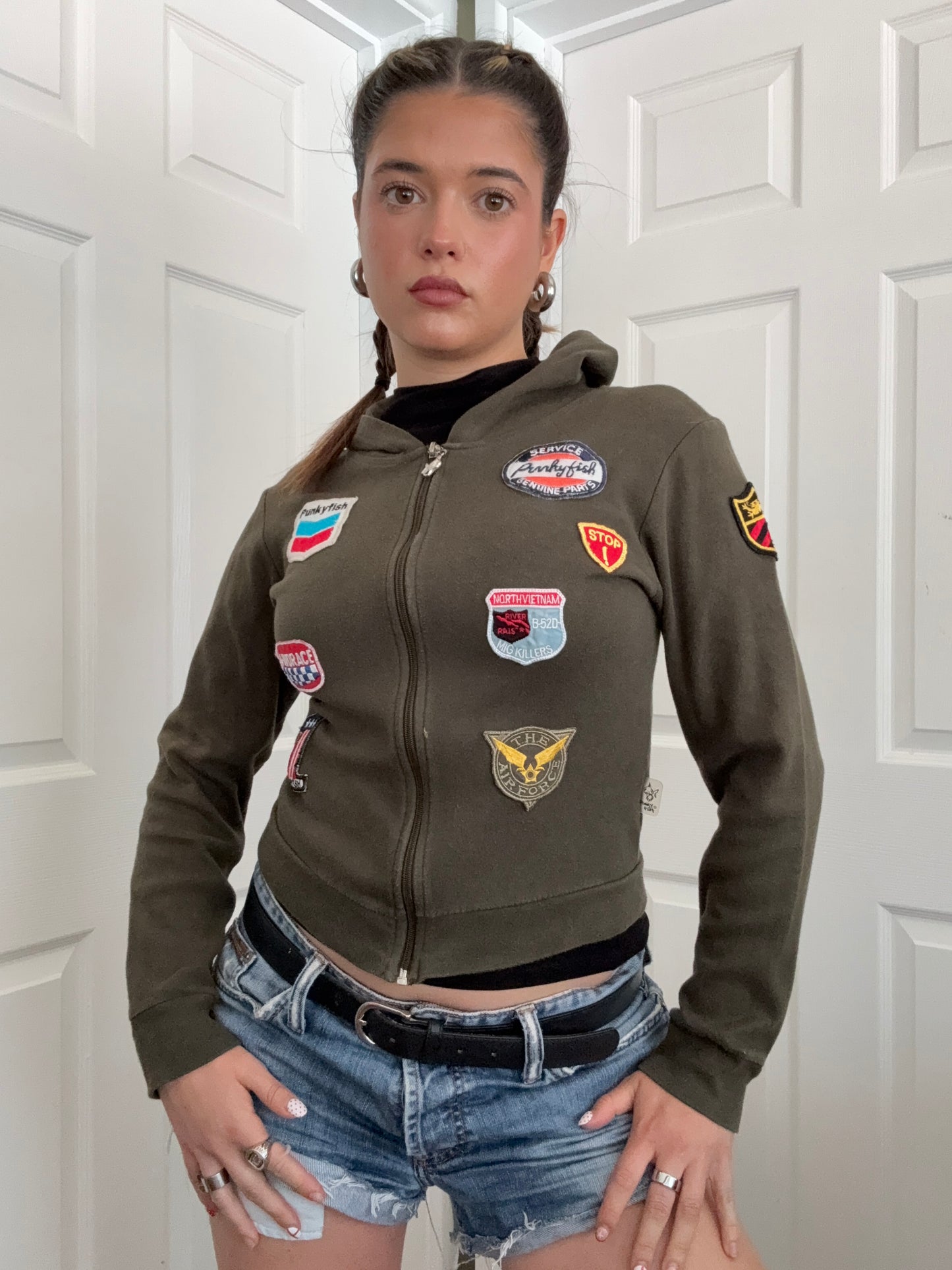 Punky Fish Patchwork Zip Hoodie (XS)