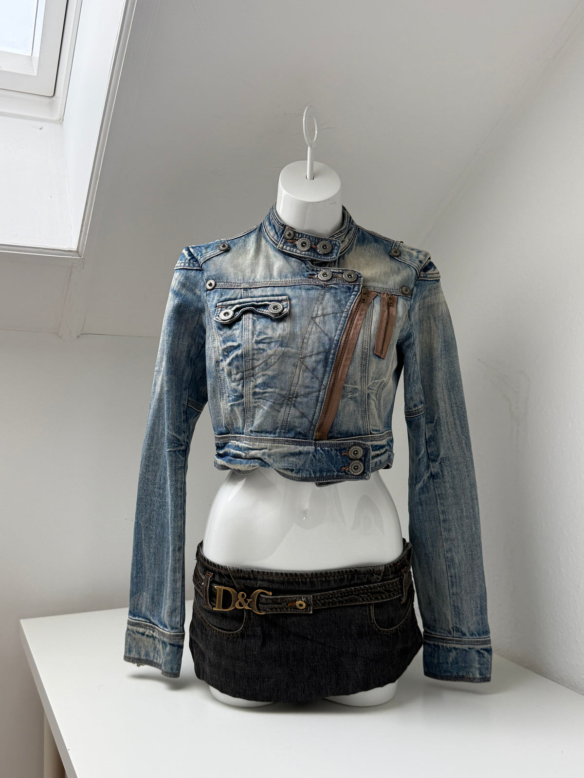 Cropped Denim Utility Jacket (UK12)