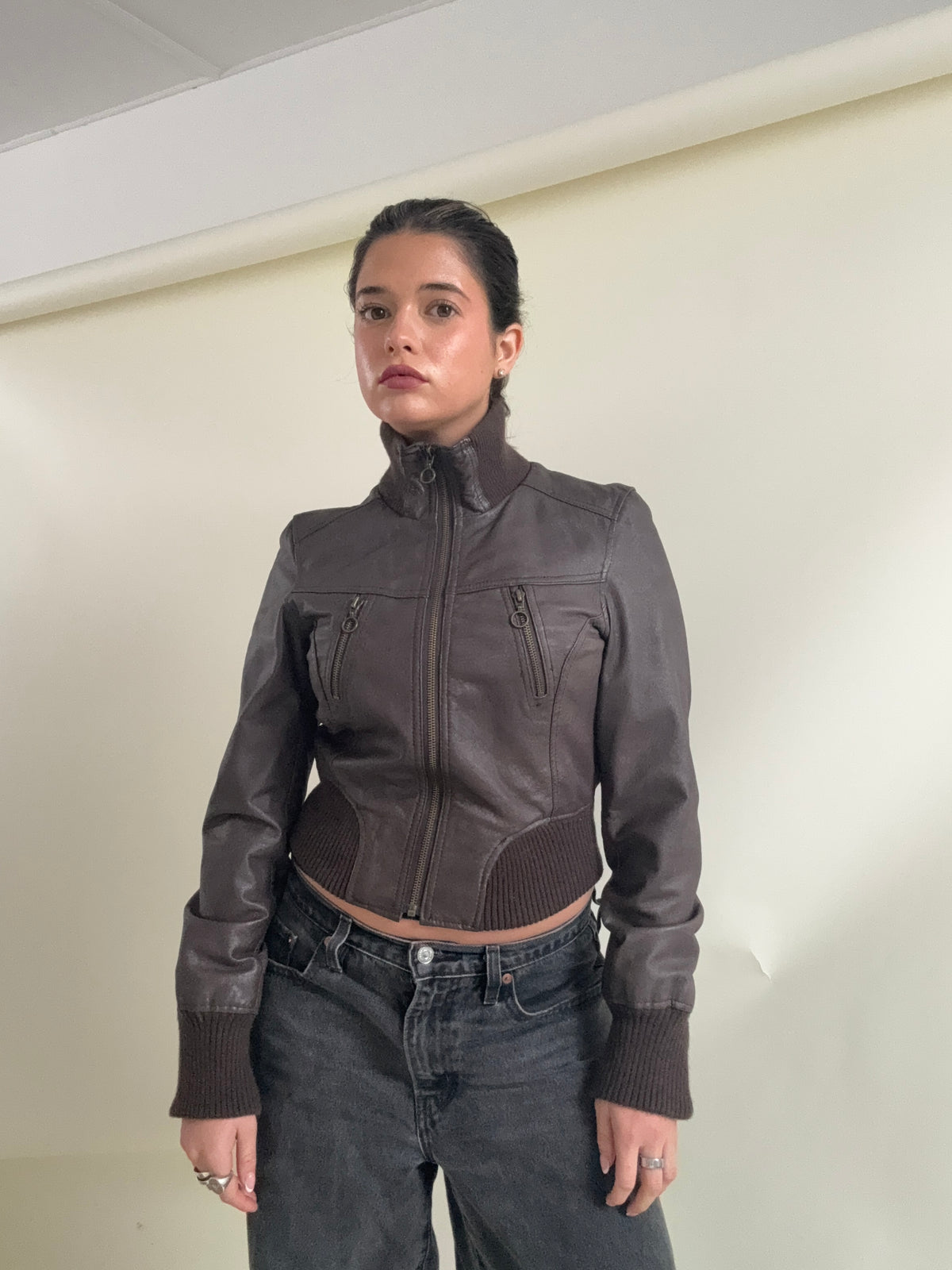 Jane Norman Leather Bomber Jacket (UK10)