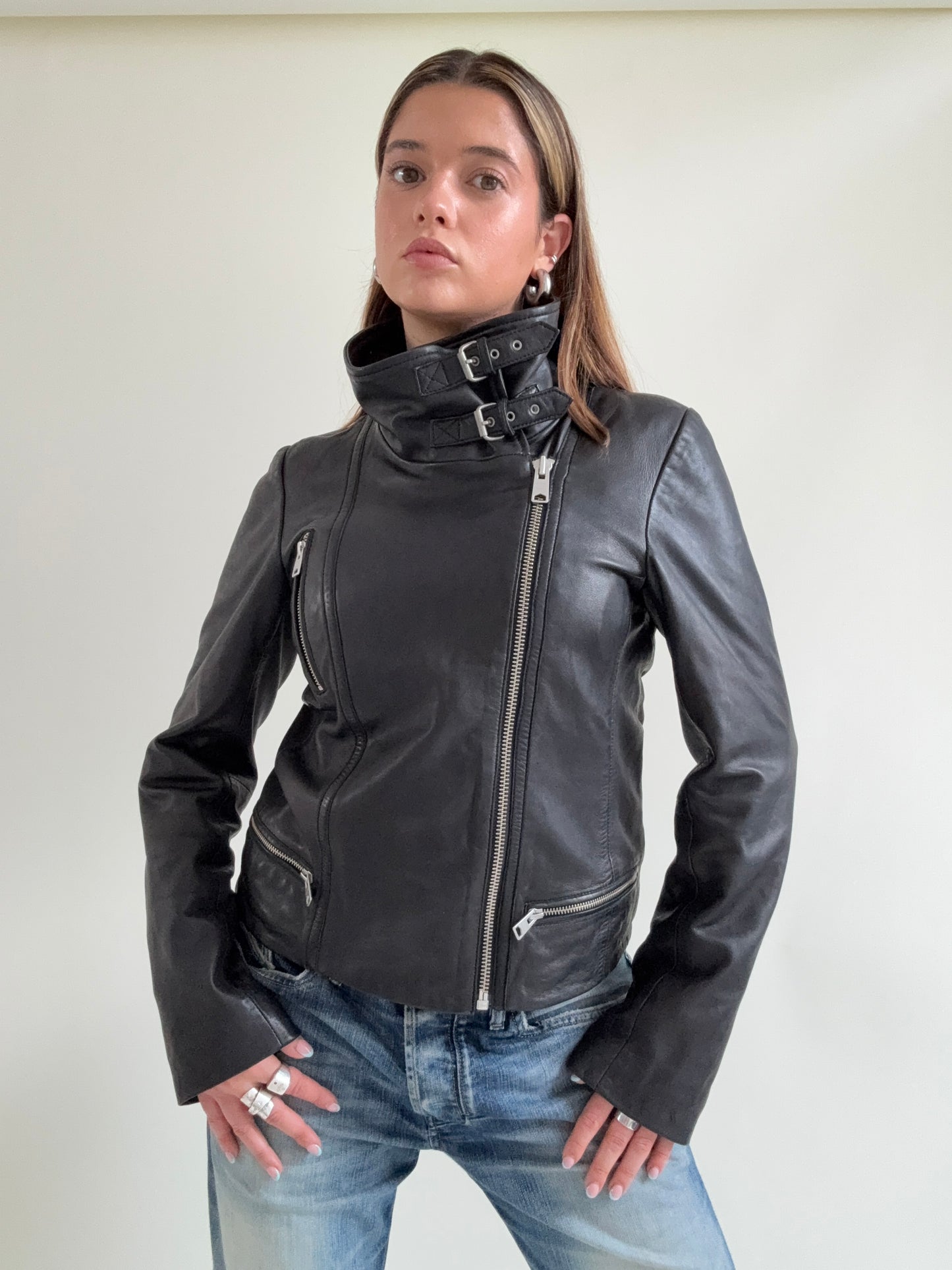 Allsaints Leather Buckle Jacket (UK12)
