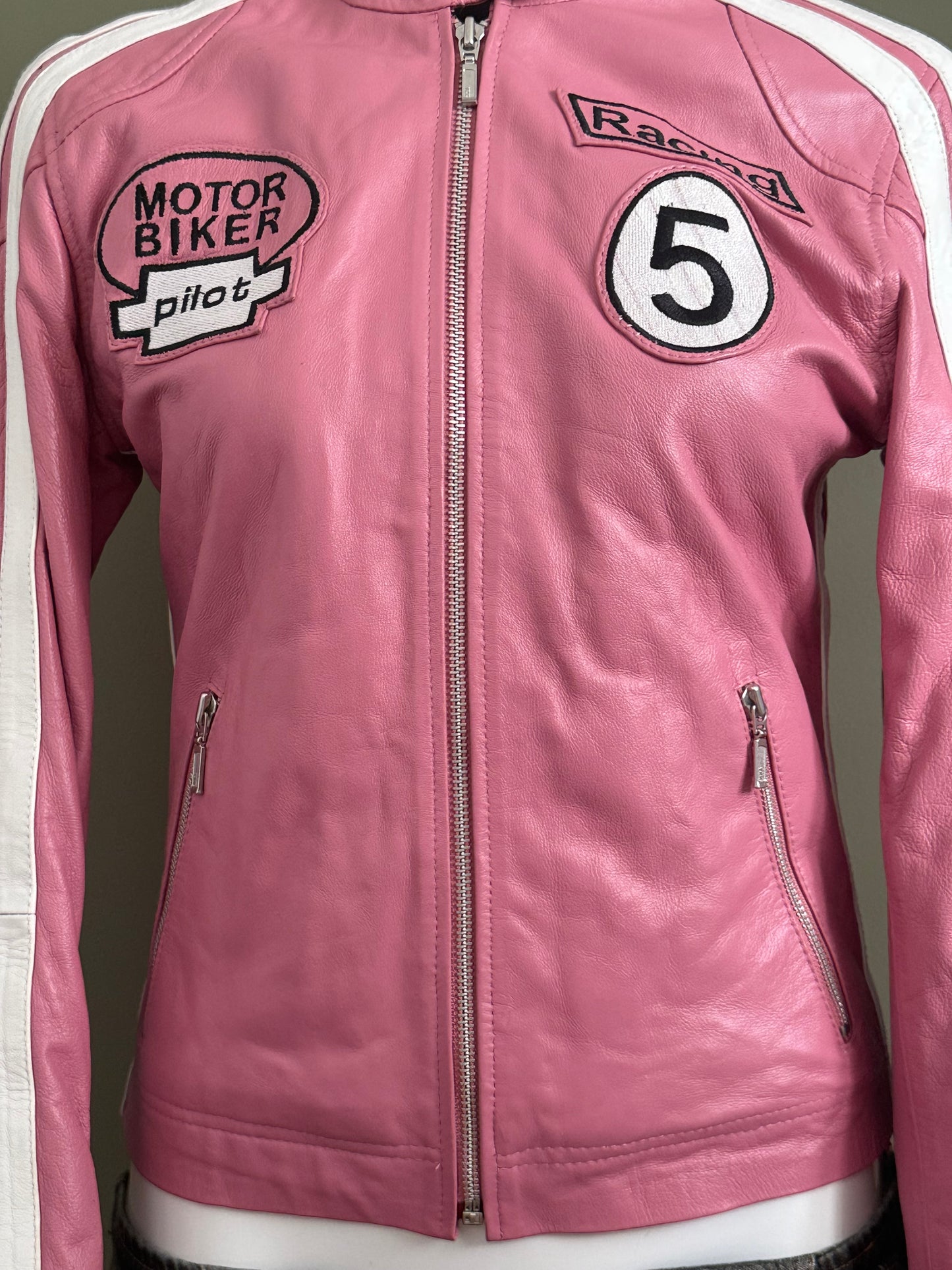 Pink Leather Jacket (UK12)