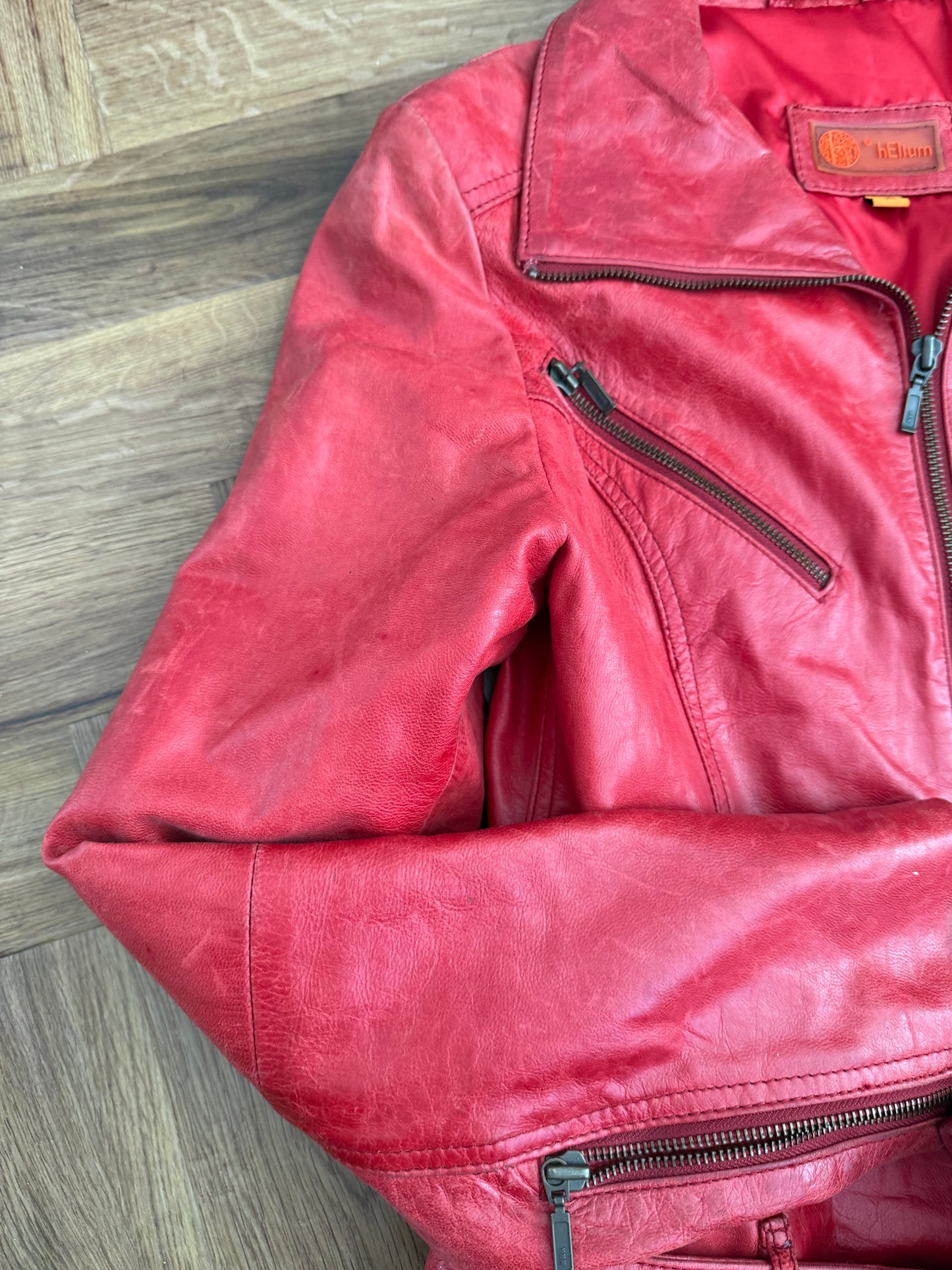Red Leather Buckle Jacket (UK10)
