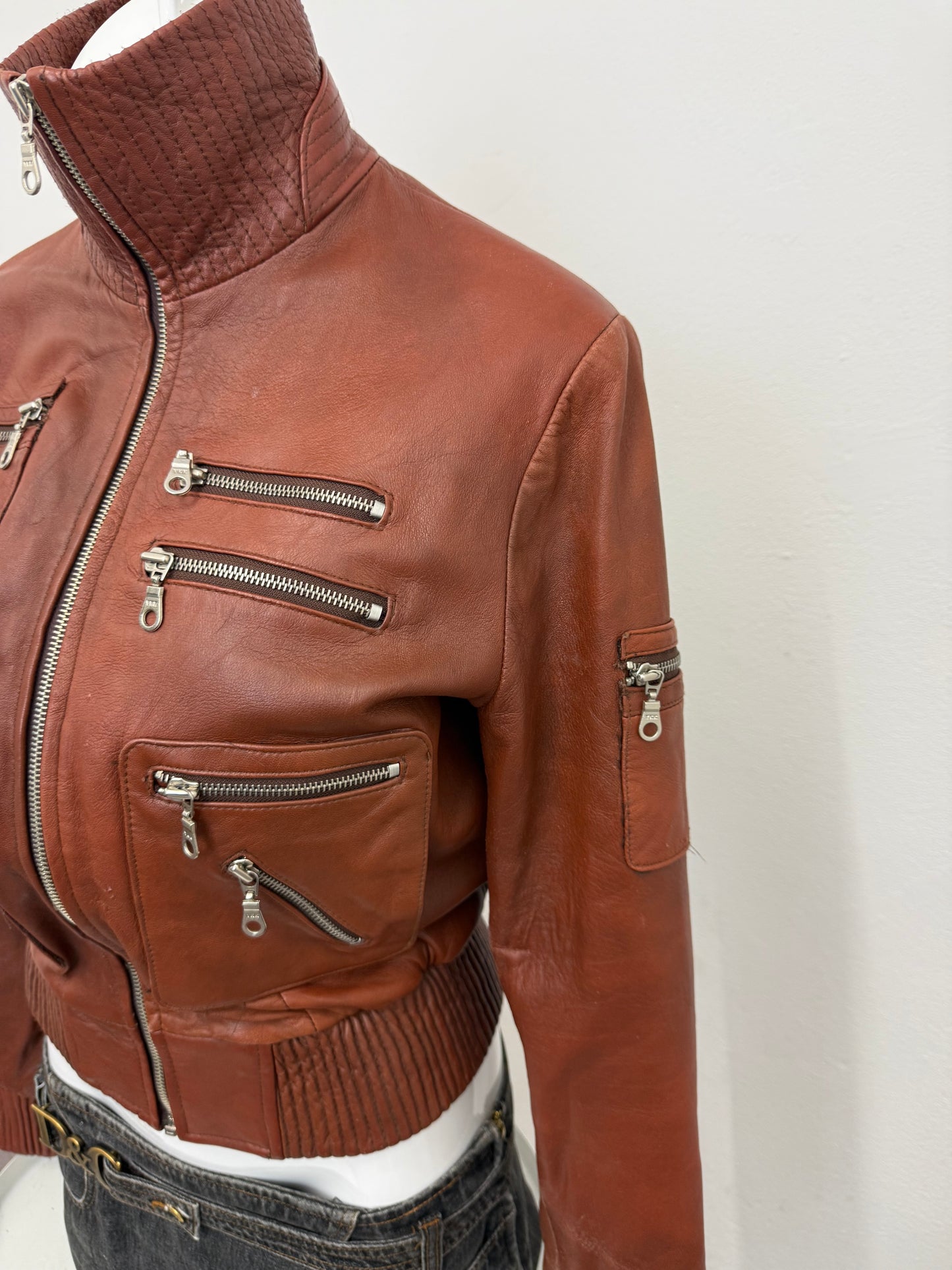 Leather Cargo Jacket (L)