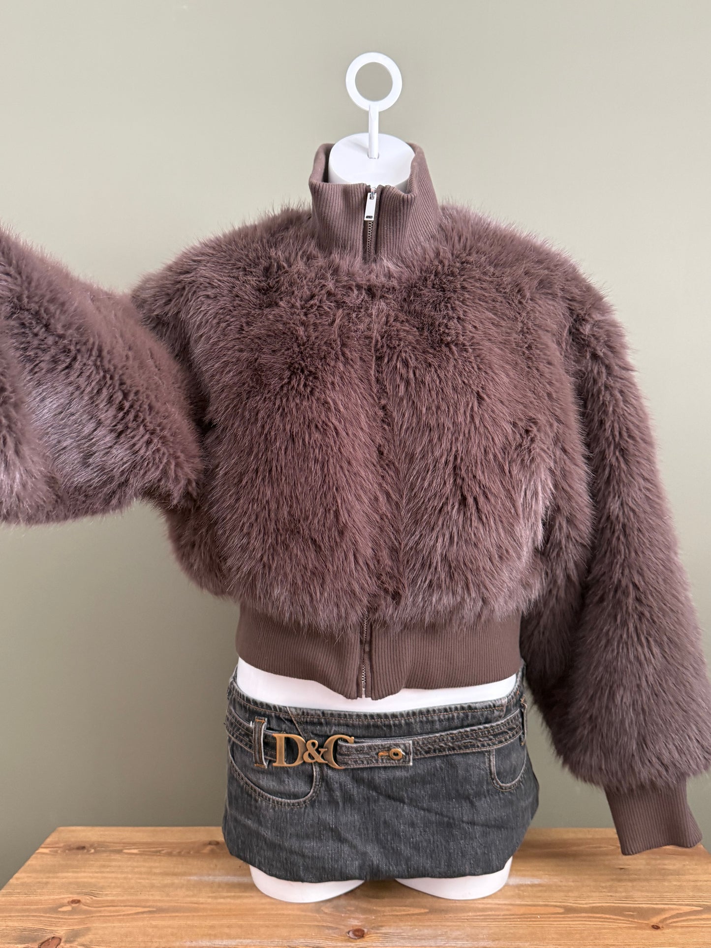 Faux Fur Bomber Jacket (M)