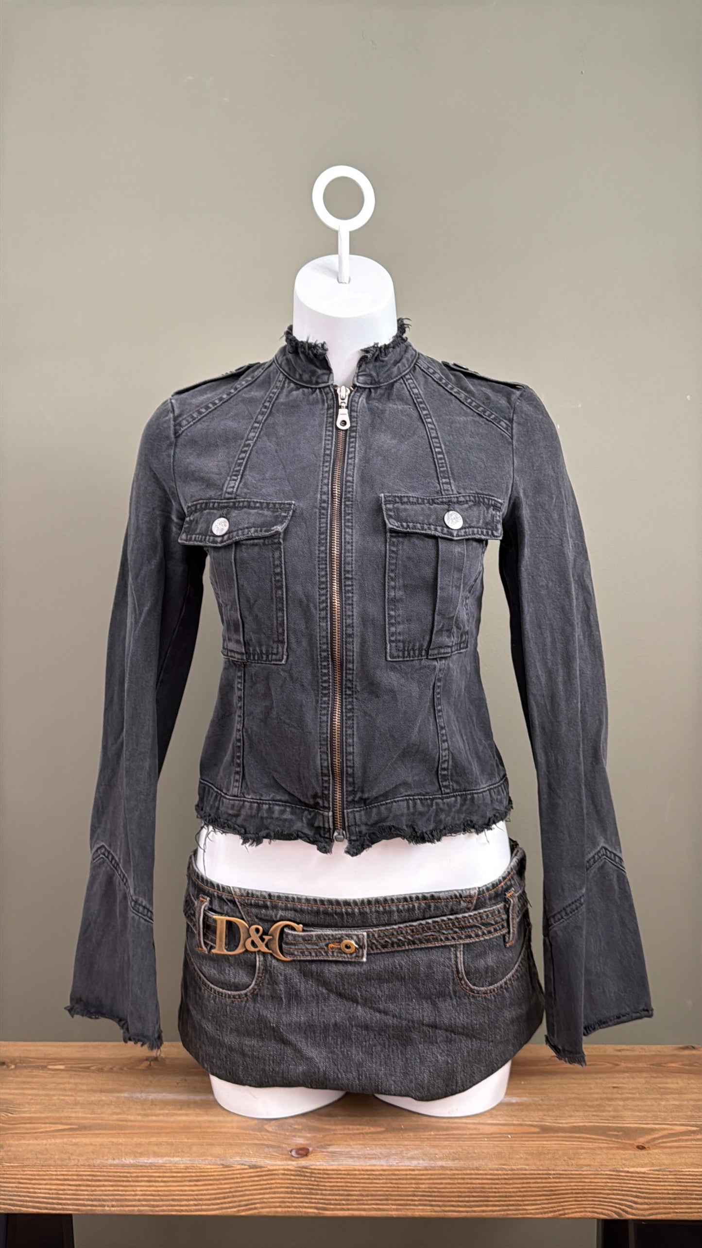 Denim Distressed Jacket (S)