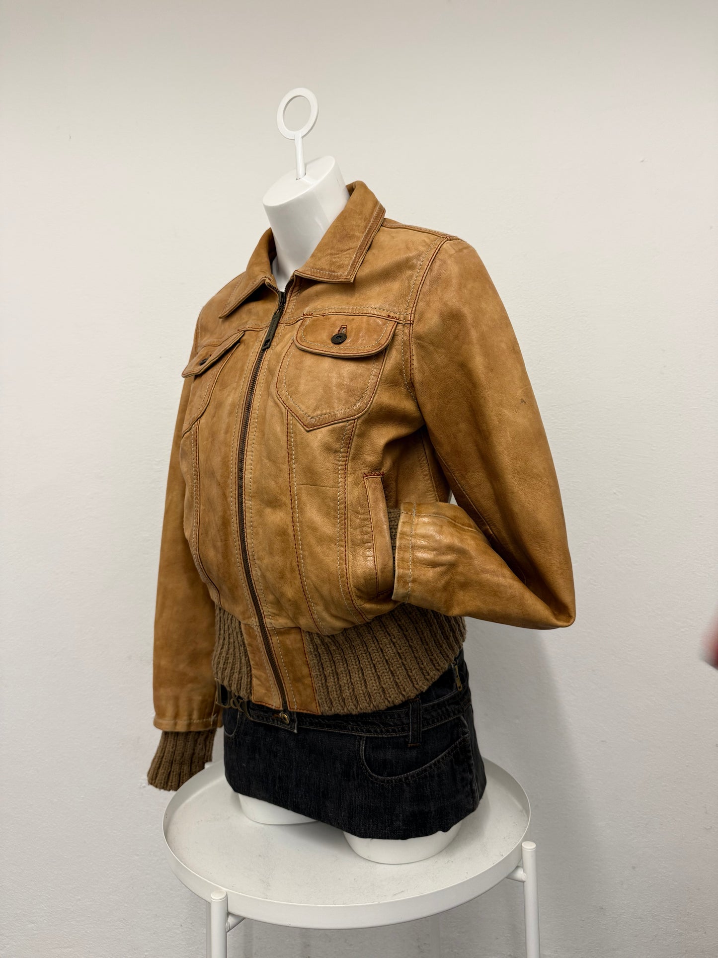 Leather Bomber Jacket (UK16)
