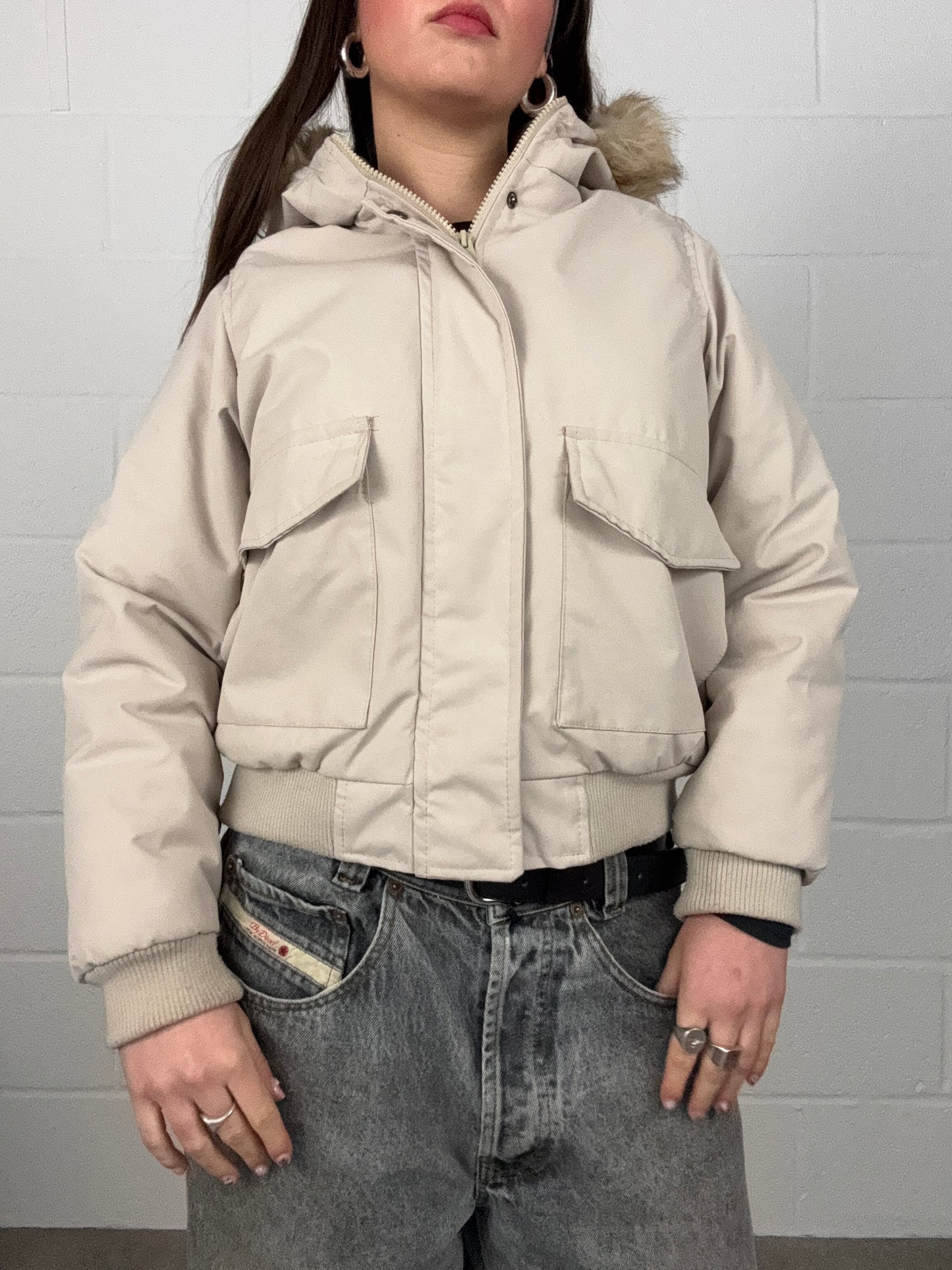 Beige Bomber Jacket (S)